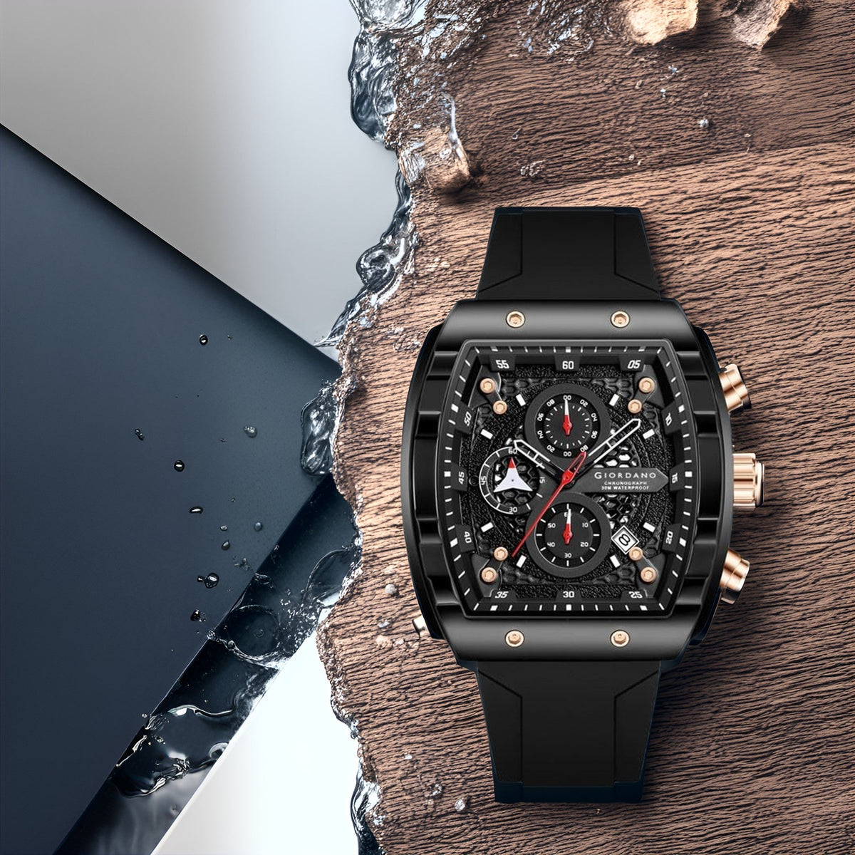 Default Giordano Black Square Dial Watch GZ-50123-01