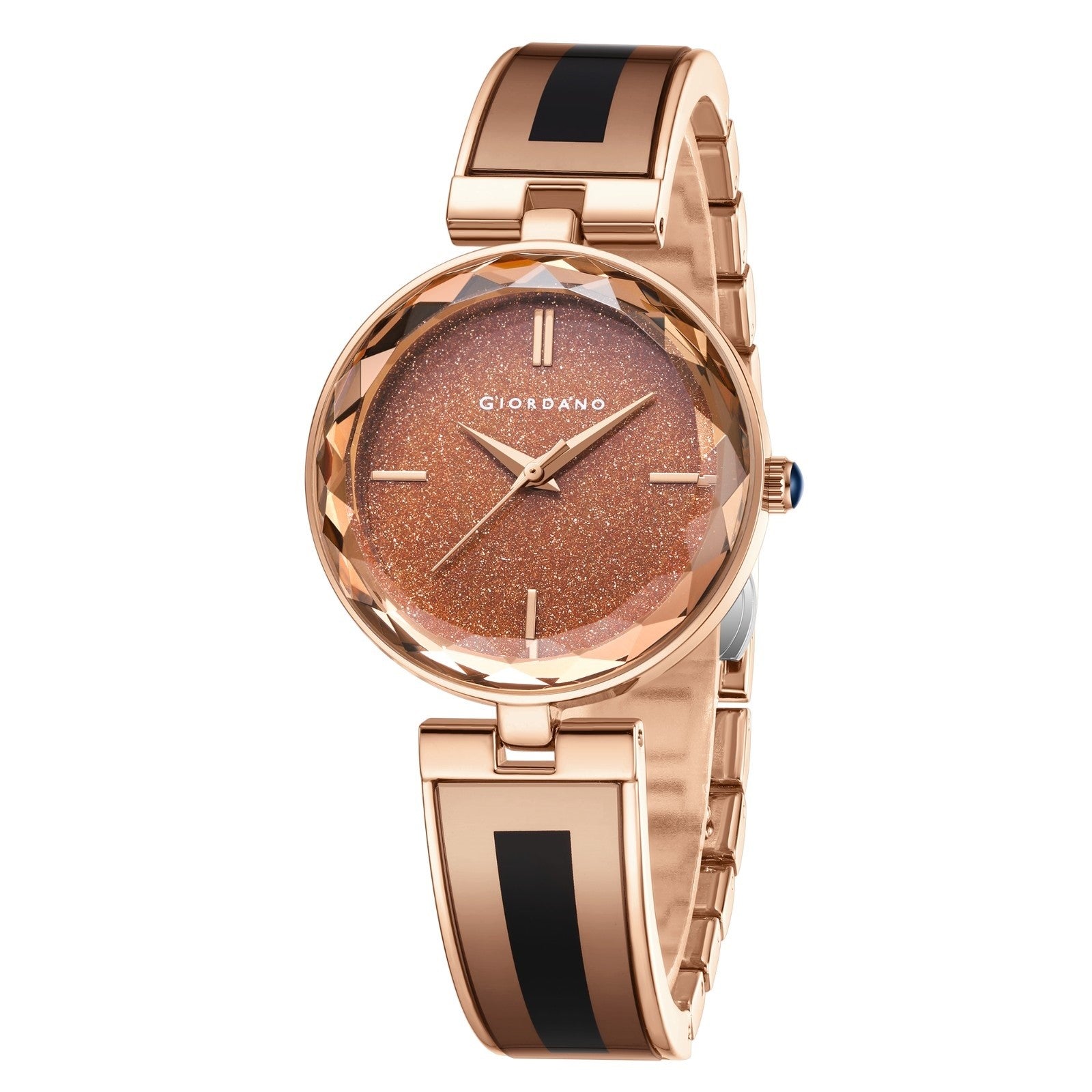 Giordano Luxurious Analog Watch for Women with Elegant Diamond Cut Glass and Stainless Steel Strap - GZ-60082-22