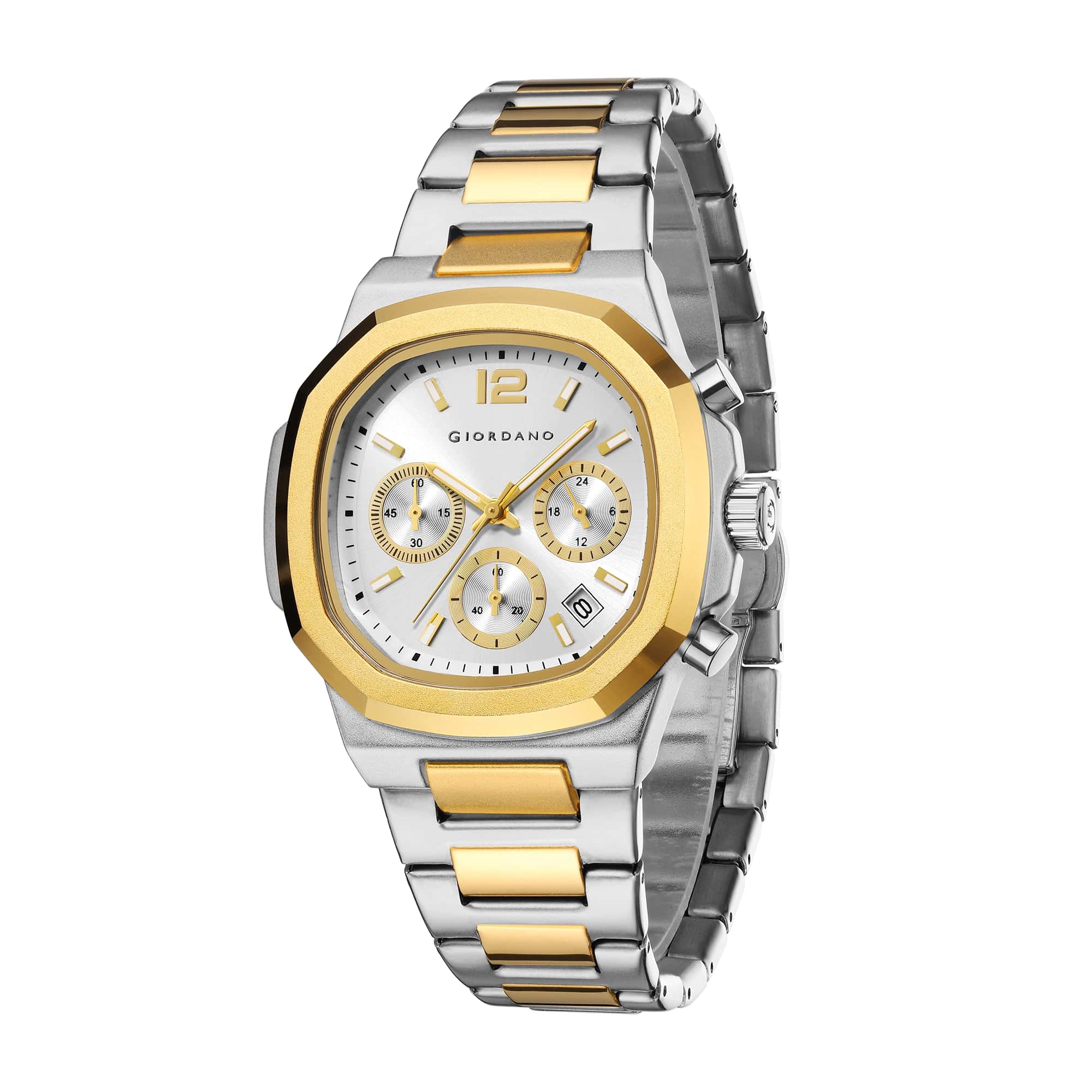 Giordano Modern Multifunctional Watch for Men with Octagonal dial , Date Display and stainless steel strap | GZ-50148-33