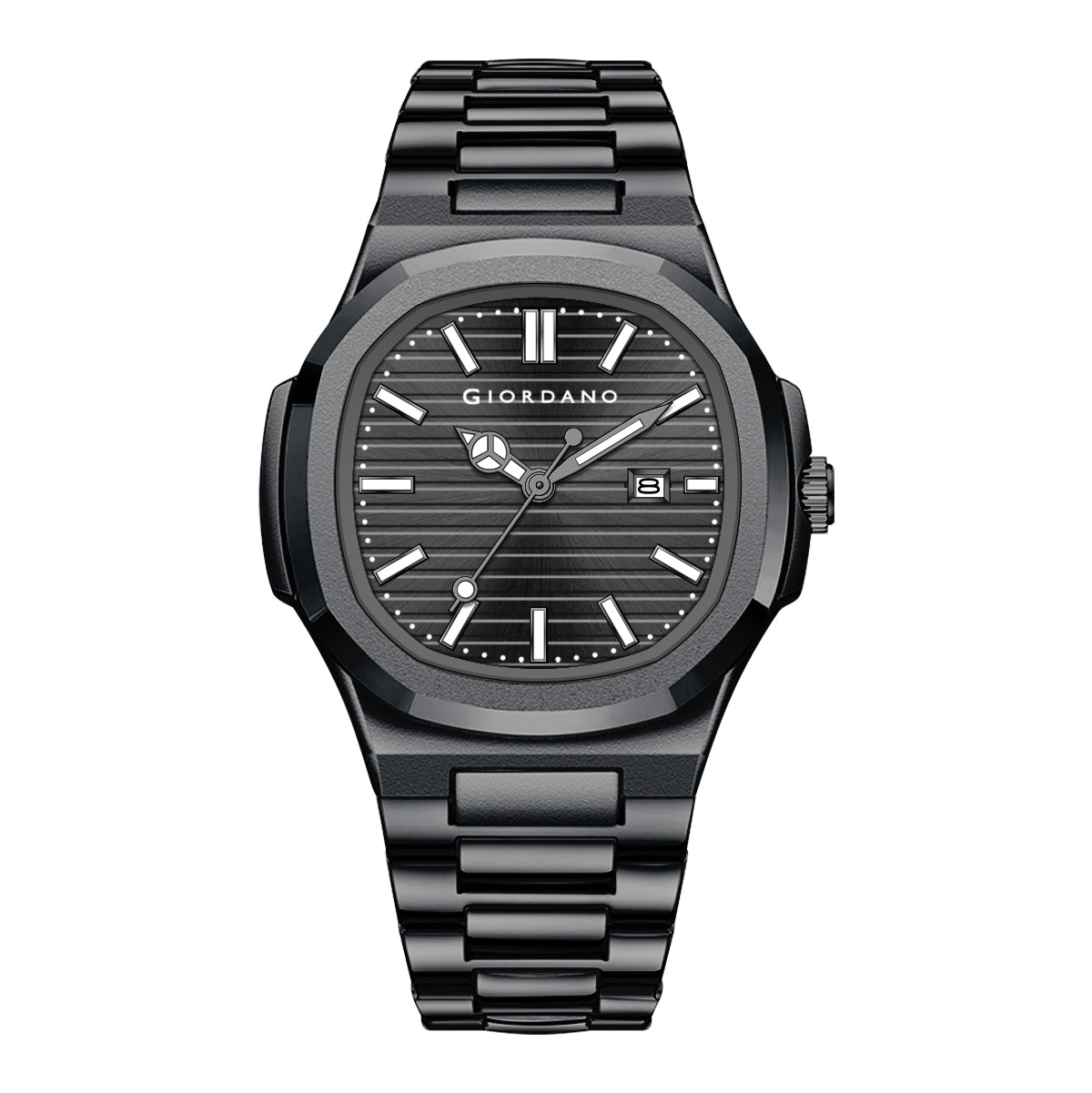 Giordano Analog Watch for Men – Textured Dial, Stainless Steel Strap, Date Display, Quartz Movement, Water Resistant | GZ-50134-11