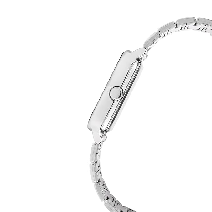 পুরুষদের জন্য জিওর্দানো সিলভার ক্লাসিক স্কয়ার অ্যানালগ ঘড়ি সাথে মুন ফেজ ডিসপ্লে এবং স্টেইনলেস স্টিল স্ট্র্যাপ GZ-50117-11