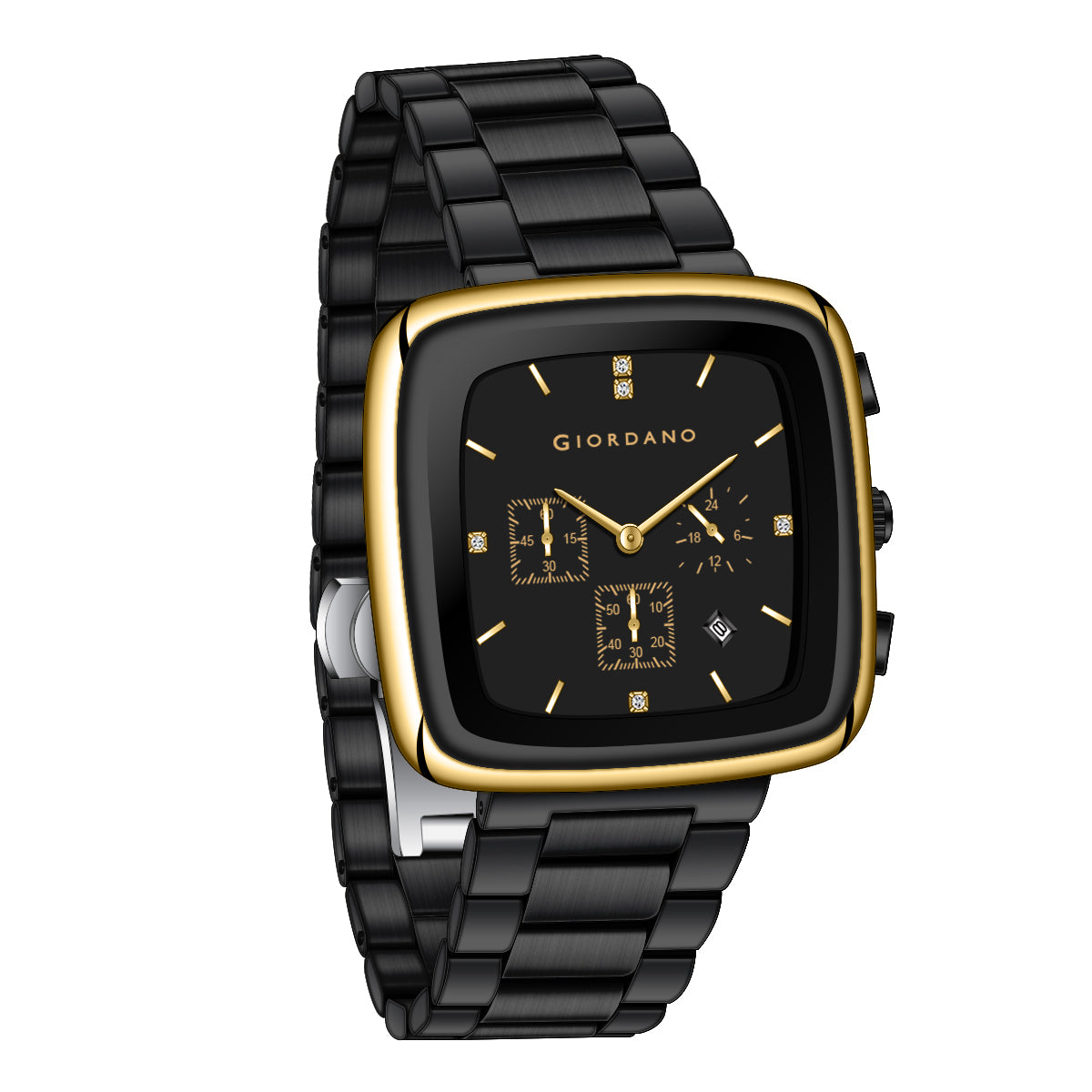 Giordano Square Face Watch for Men – Multifunction Dial with Date Display, Sleek Stainless Steel Strap, Modern Design for Everyday Elegance | GZ-50162-33