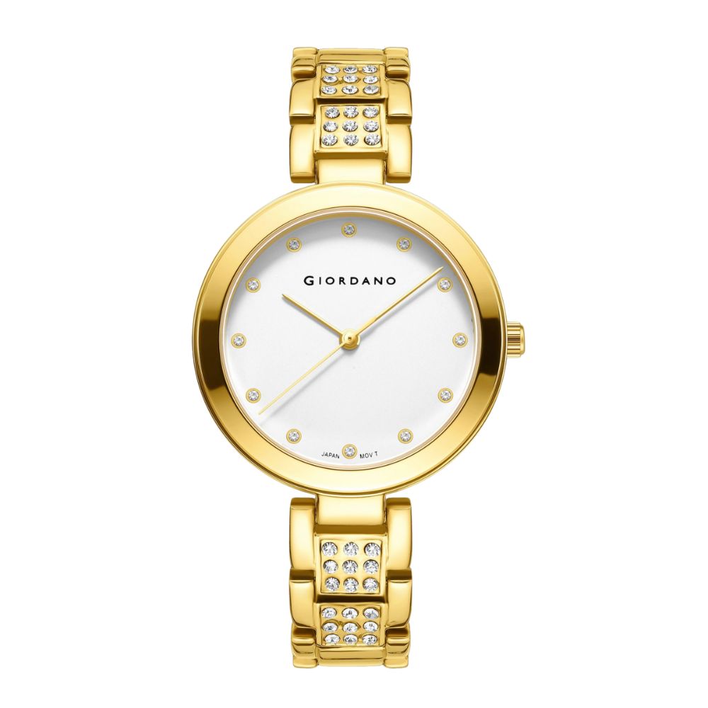 Giordano Eleganza Collection Analog Watch for Women with Crystal-Studded Strap & Diamond Indices - A2037-22