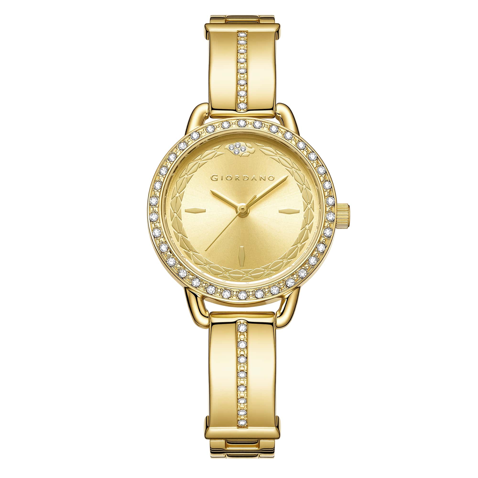 Giordano Luxury Fashion Analog Watch for Women with Elegant Dial, Crystal-Studded Bezel, Stainless Steel Strap & Water Resistant GZ-60133-22