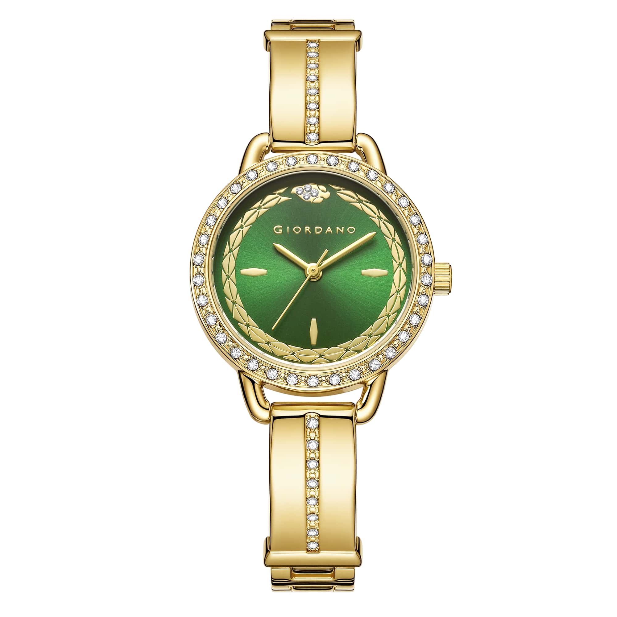 Giordano Luxury Fashion Analog Watch for Women with Elegant Dial, Crystal-Studded Bezel, Stainless Steel Strap & Water Resistant GZ-60133-33