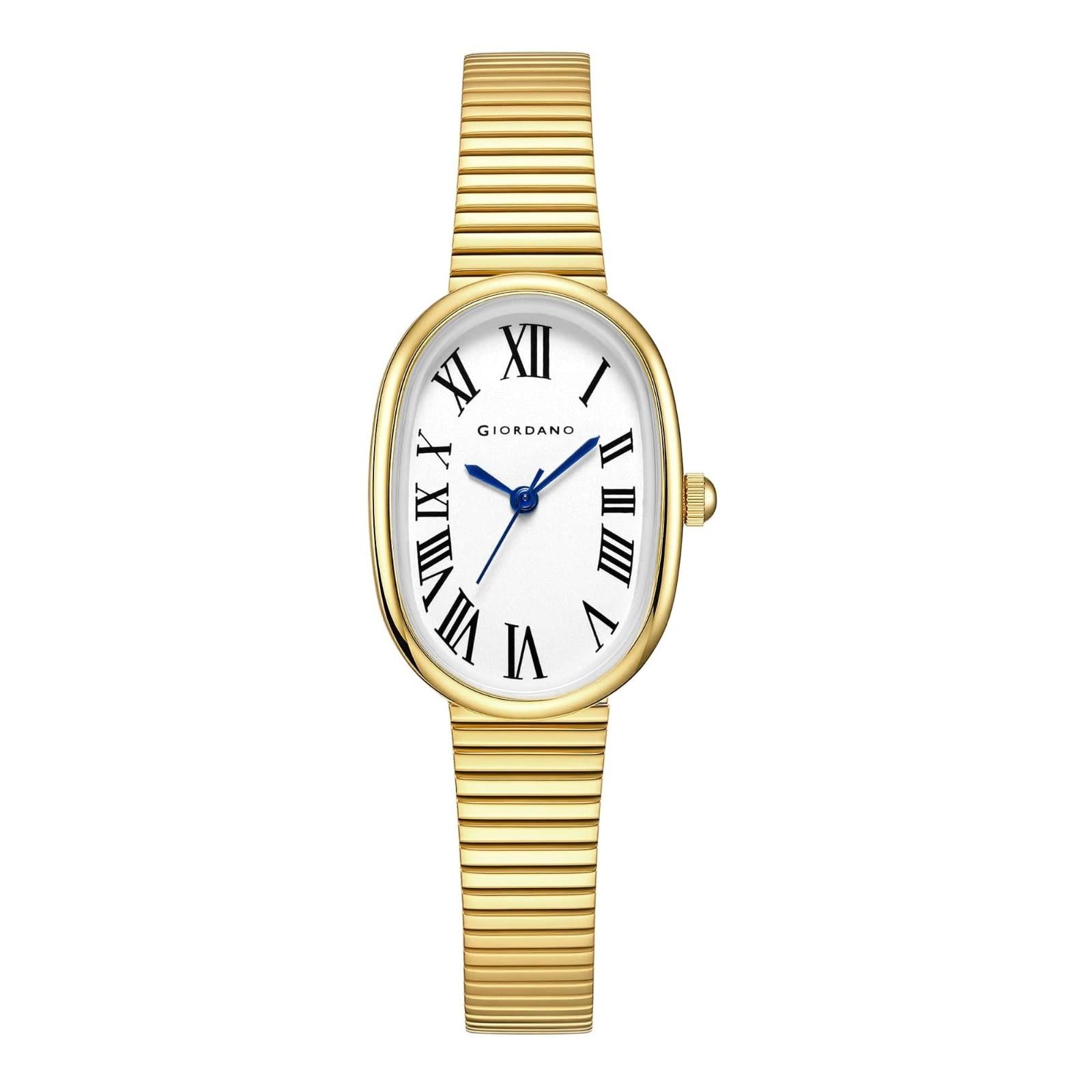 GIORDANO Luxury Analog Watch for Women with Oval Roman Numeral Dial, Stainless Steel Strap, Quartz Movement - GZ-60125-11