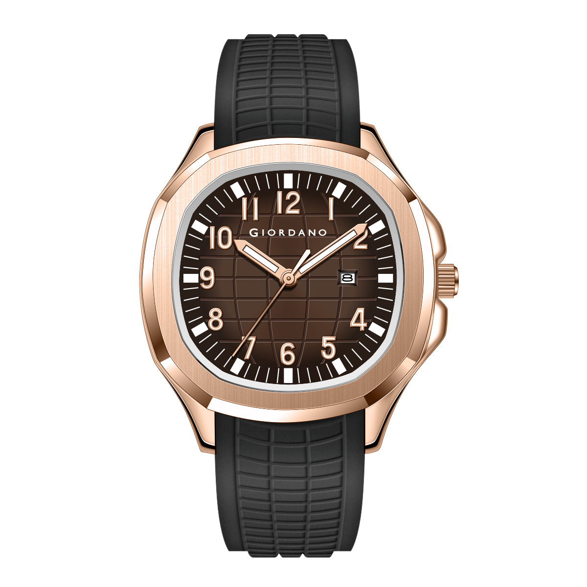 Giordano आधुनिक एनालॉग घड़ी पुरुषों के लिए बनावट वाले डायल और चिकनी सिलिकॉन स्ट्रैप के साथ - GZ-50118-05