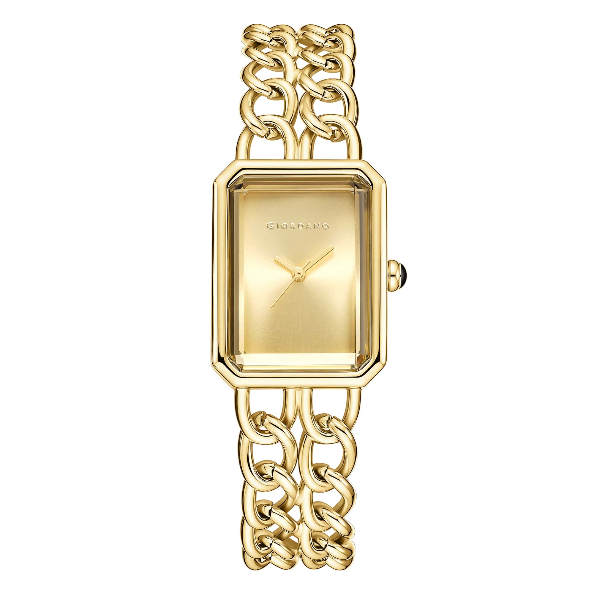 Giordano Elegant Watch for Women with Analog Display, Quartz Movement, Rectangular Case & Stainless Steel Chain Starp - GZ-60128-33