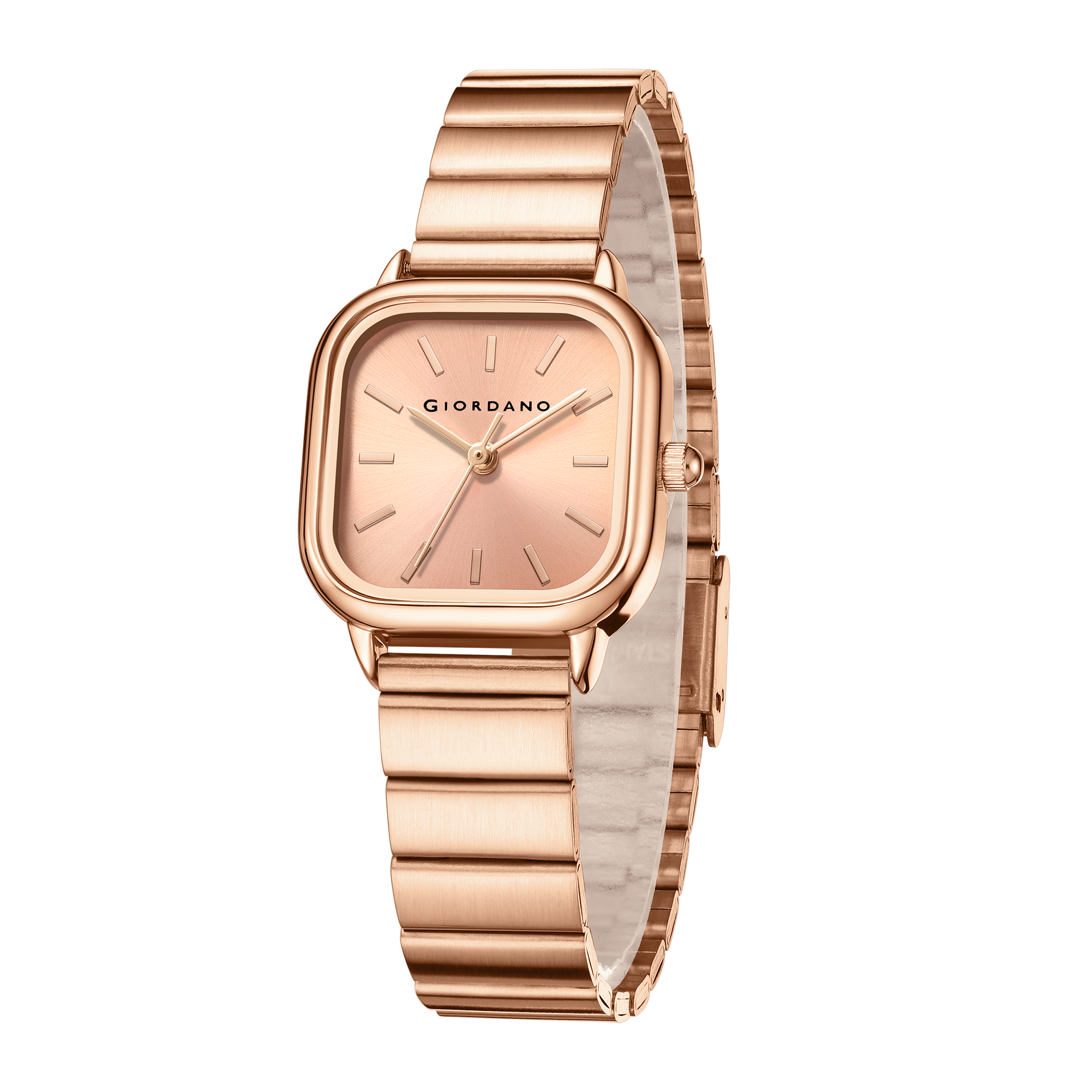 Giordano Classic Square Watch for Women – Polished Stainless Steel Strap, Minimalist Compact Design | GZ-60098-77