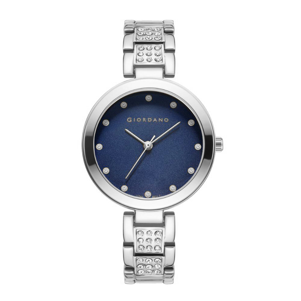 Giordano Eleganza Collection Analog Watch for Women with Crystal-Studded Strap & Diamond Indices - A2037-66
