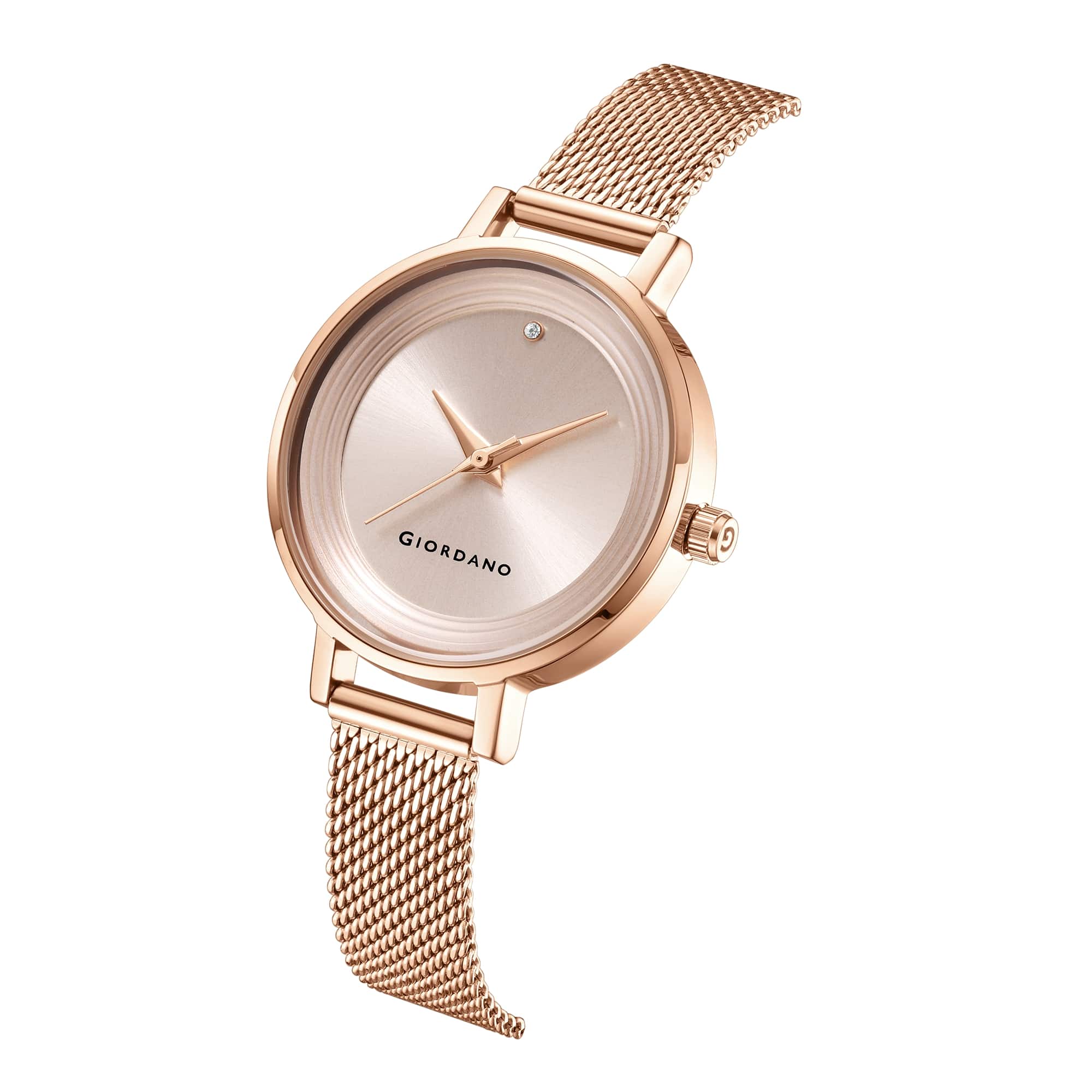 Giordano Fashionista Collection Stylish Analogue Watch for Women | Unique Design with Color Variant Mesh Metal strap | Ladies Wrist Watch to Compliment Your Look Ideal Gift for Women’s |Girls - GD4067-33