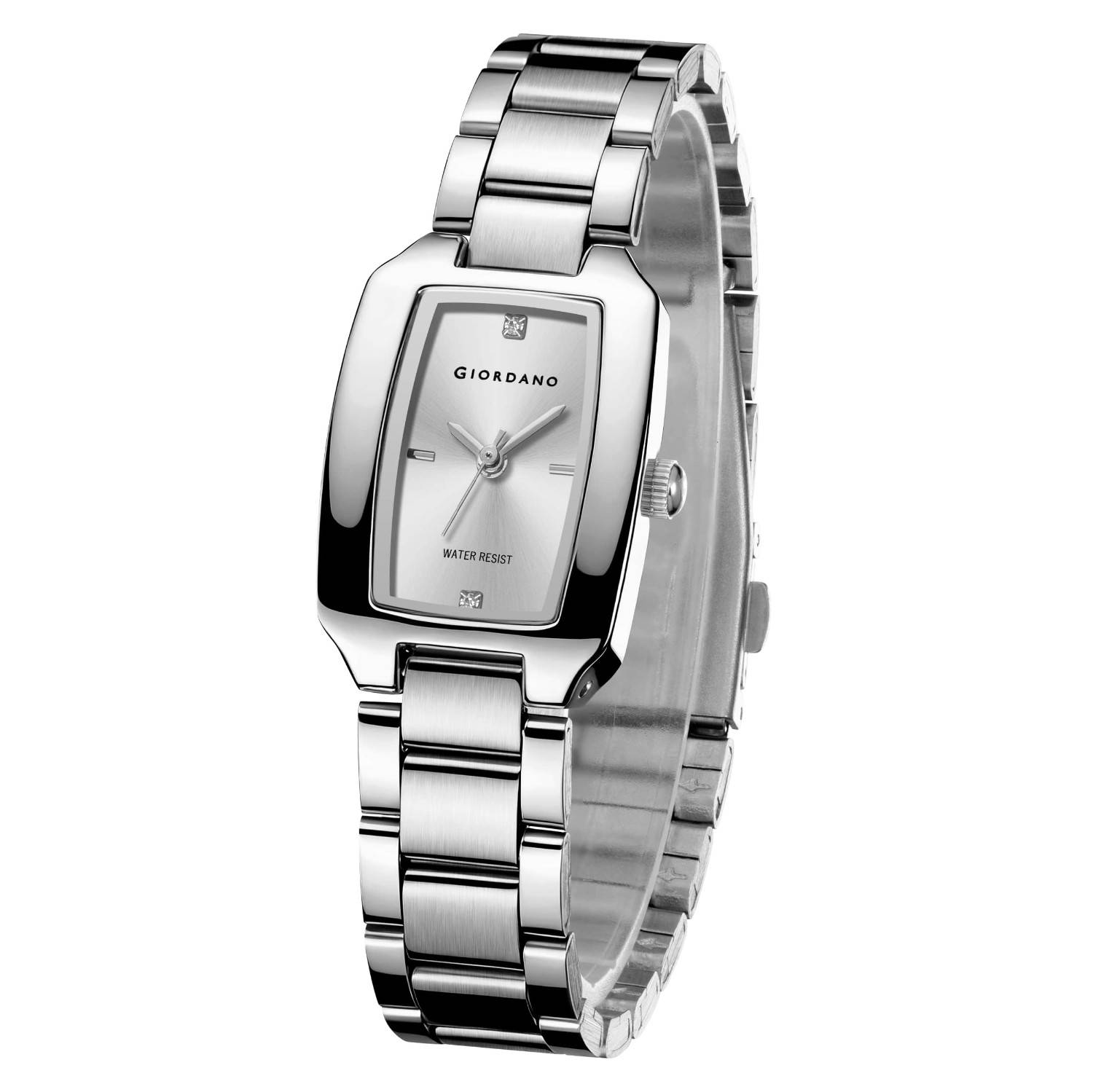 Giordano Analog Watch for Women – Rectangular Dial, Stainless Steel Strap, Crystal Accent Markers, Elegant Wristwatch - GZ-60140-11