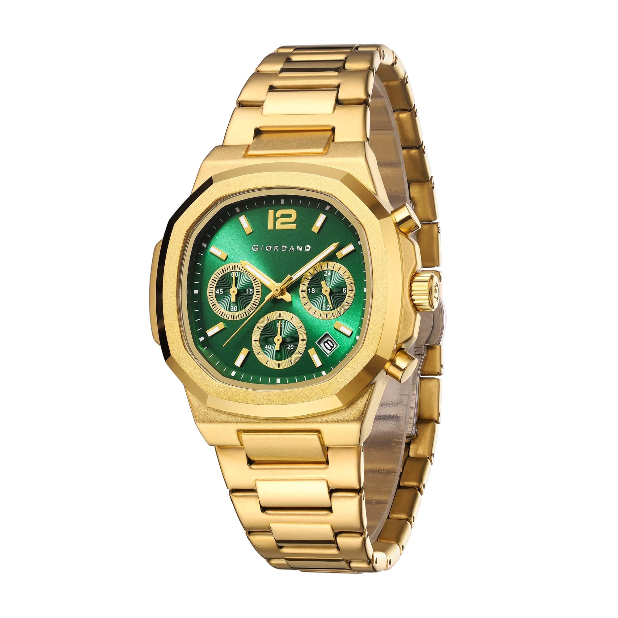 Giordano Modern Multifunctional Watch for Men with Octagonal dial , Date Display and stainless steel strap | GZ-50148-44