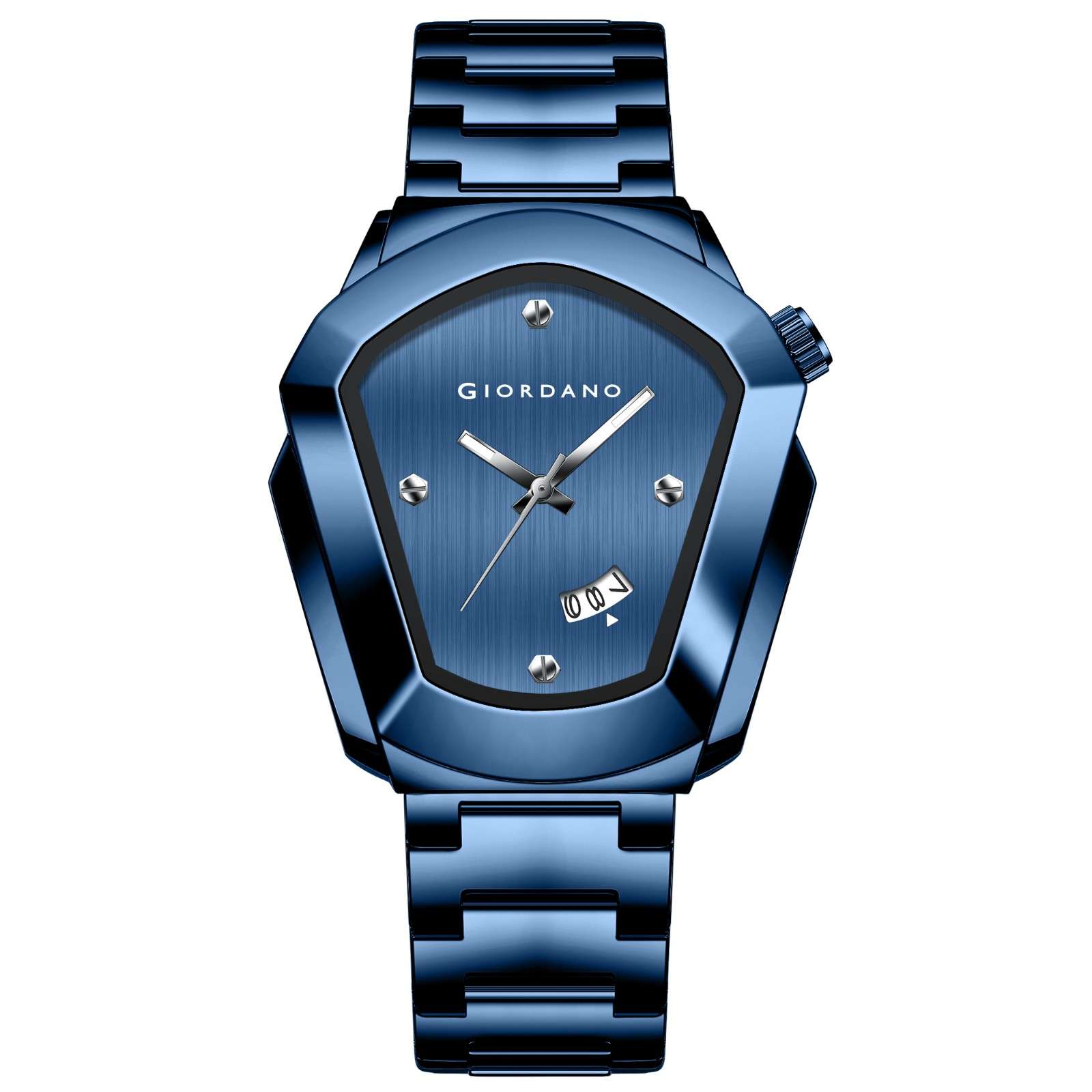 GIORDANO Elegant Analog Watch for Men with Unique Pentagon Dial, Stainless Steel Strap, Date Display, Water Resistant - GZ-50175-55