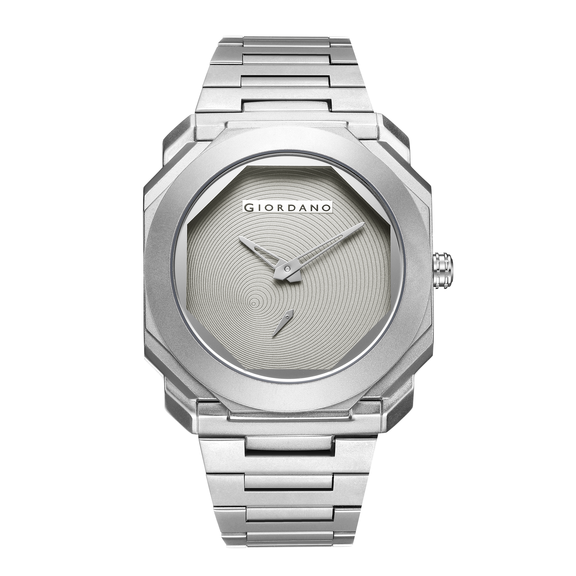 Giordano Octagonal Stainless Steel Watch for Men – Textured Dial with Subdial, Matte Finish Strap | GZ-50131-33