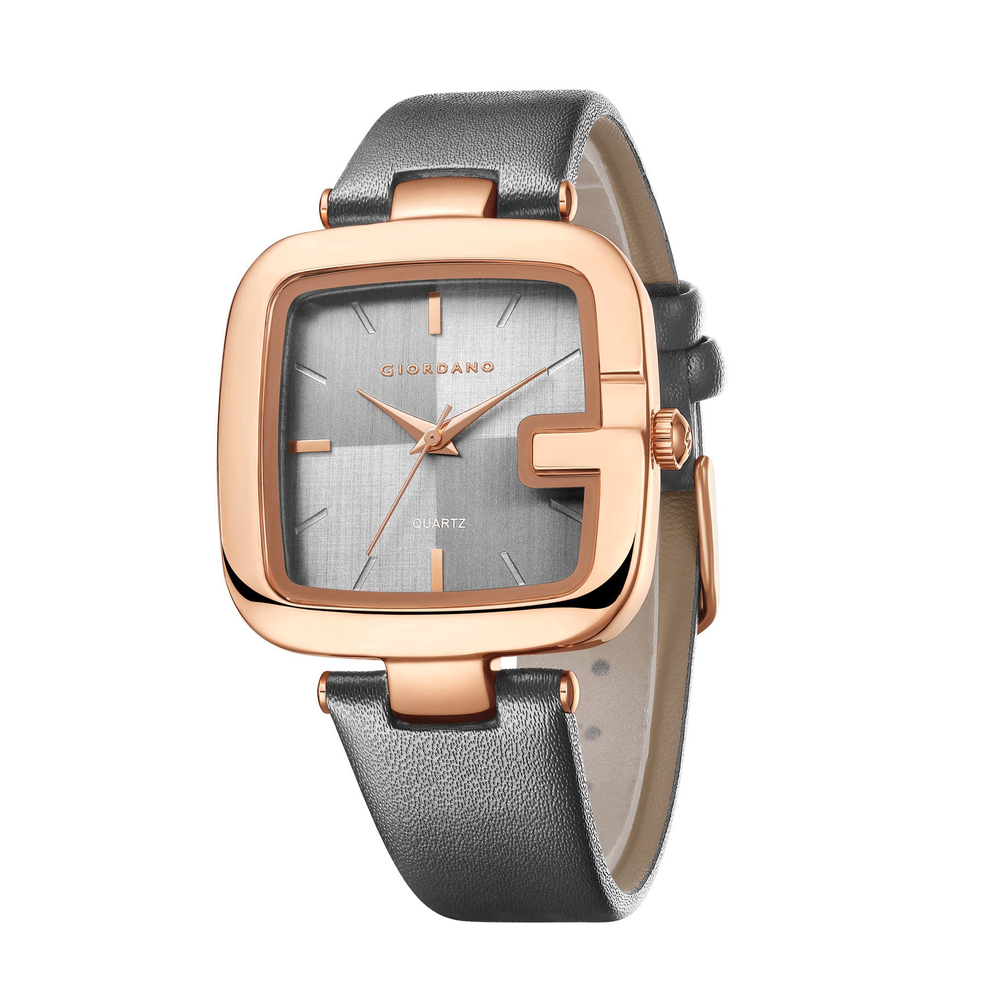 Giordano Monogram Watch for Women Square Dial with Leather Strap Fashionable Design, Water Resistant Quartz Analog – Perfect for Casual & Office Wear GZ-60089-05