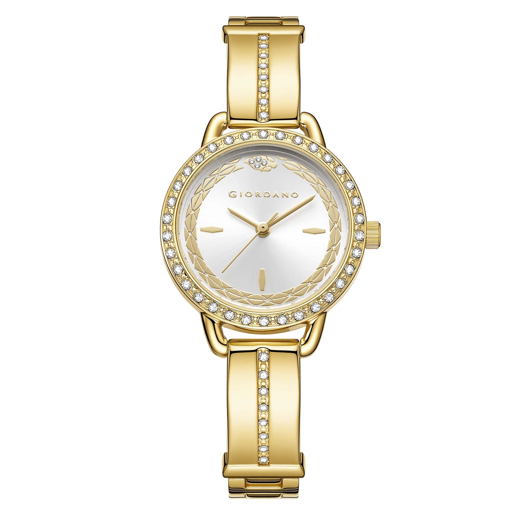 Giordano Luxury Fashion Analog Watch for Women with Elegant Dial, Crystal-Studded Bezel, Stainless Steel Strap & Water Resistant GZ-60133-11