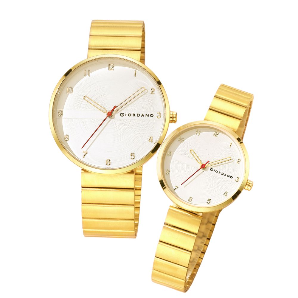 Giordano Analog Couple Watch Set – Elegant Dial with Stainless Steel Strap – His & Hers Matching Watches – Minimalist Unisex Design | GZ-992-SET-33