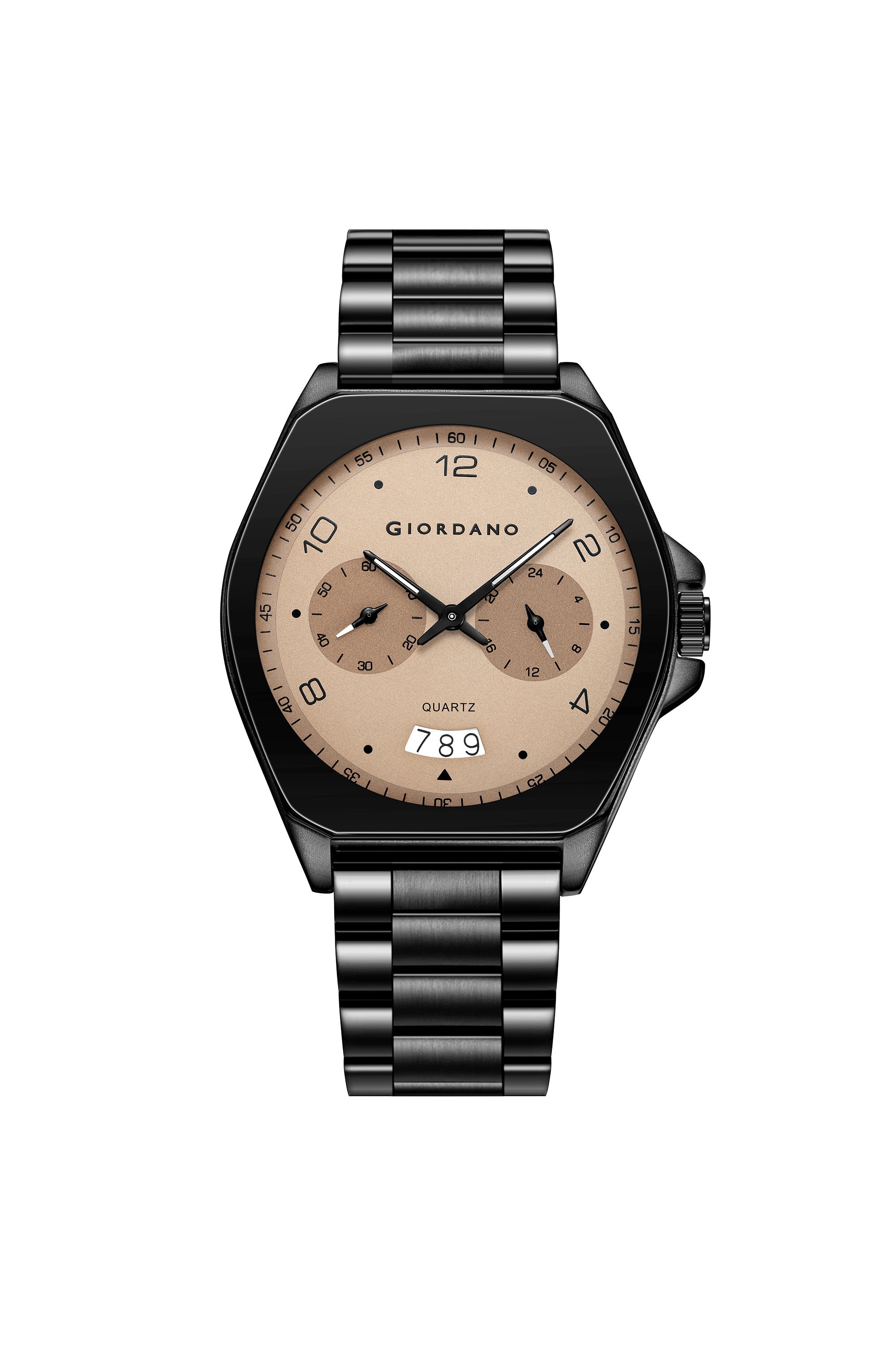 Giordano Elegant Analog Quartz Watch for Men with Multi-Function Hexagonal Dial, Date Display and Stainless Steel Strap - GZ-50213-22