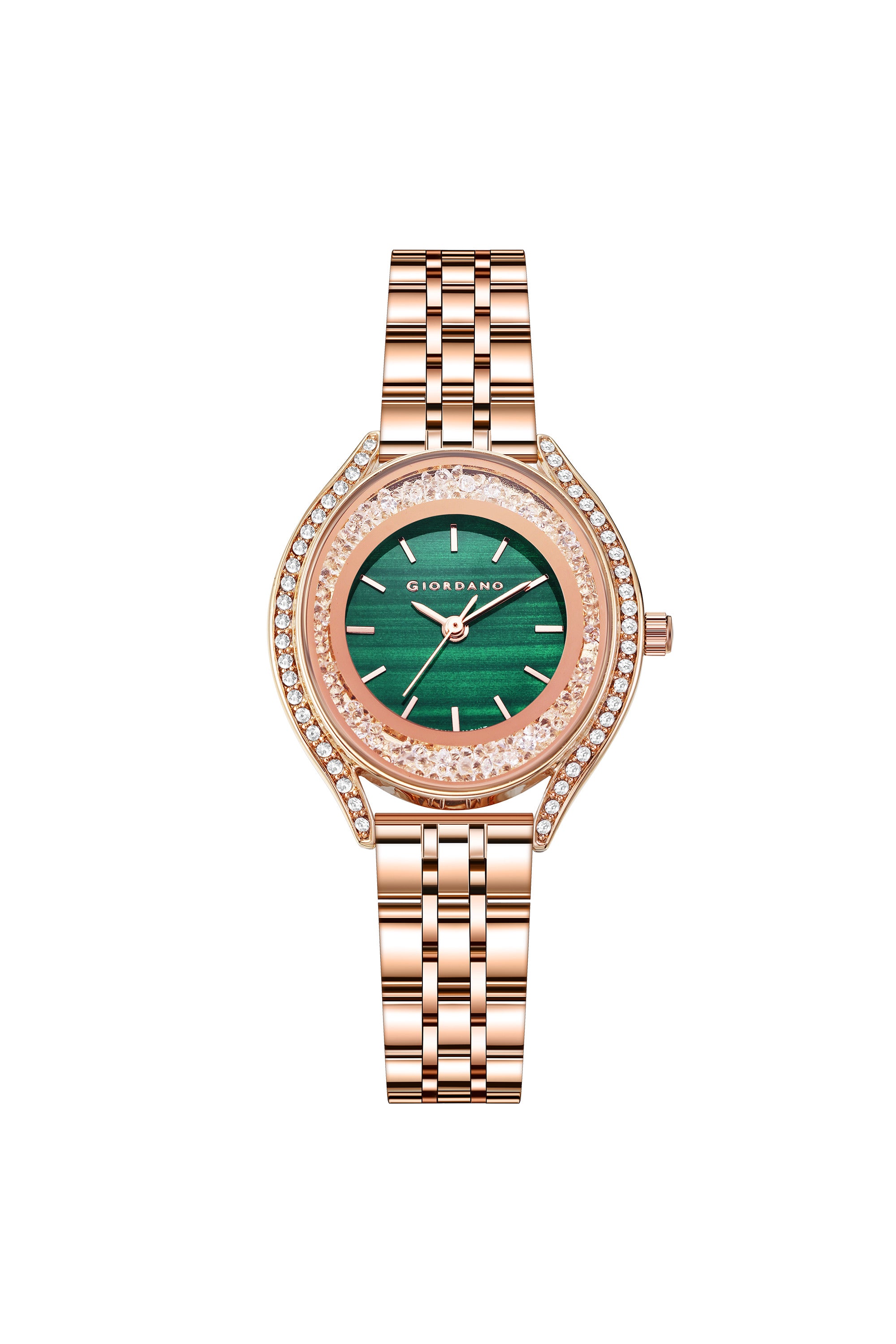 महिलाओं के लिए जियोर्जियानो एनालॉग क्वार्ट्ज़ वॉच और बैंगल सेट - राउंड डायल, क्रिस्टल-स्टडेड केस, स्टेनलेस स्टील स्ट्रैप और जल प्रतिरोधी - GZ-60146-33