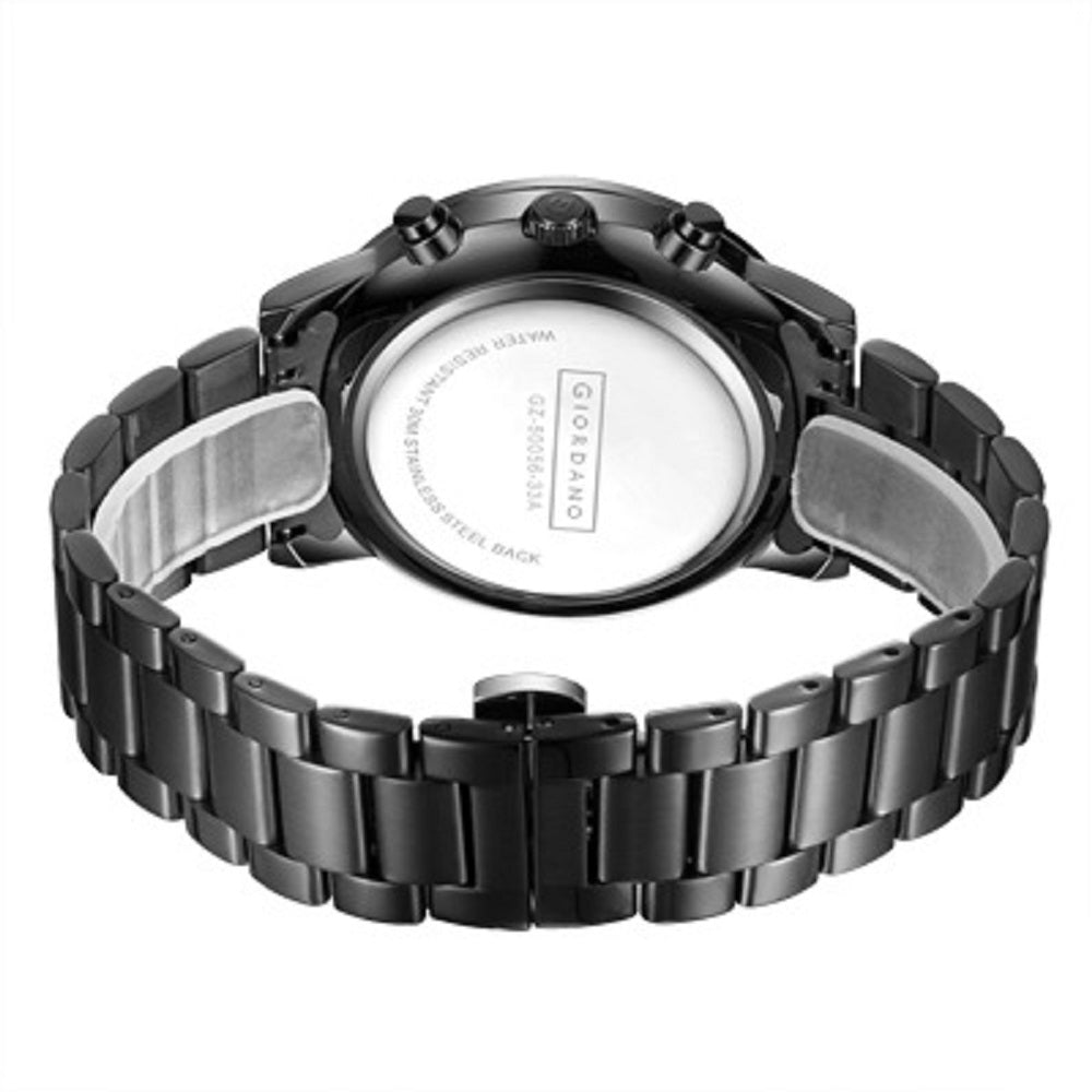 Giordano Black  Stylish Multifunctional Watch for Men with Roman Indices and Stainless Steel Strap  GZ-50056-33A