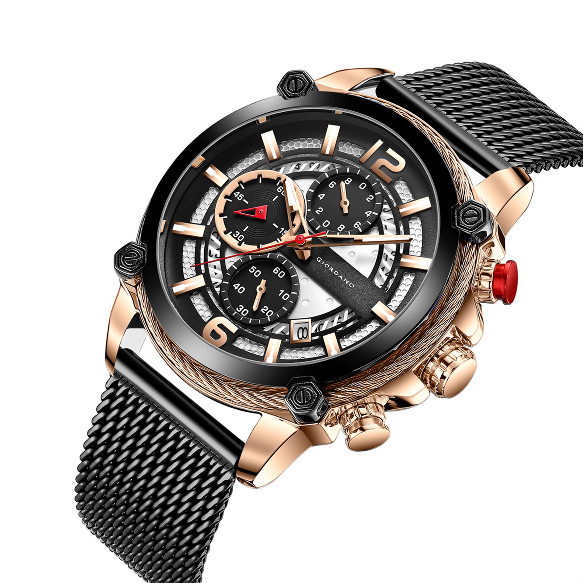 Giordano Analog Watch for Men with Color Variant and Stylish Mesh Strap| Chronograph Multifunctional Mechanism | GZ-50039-22