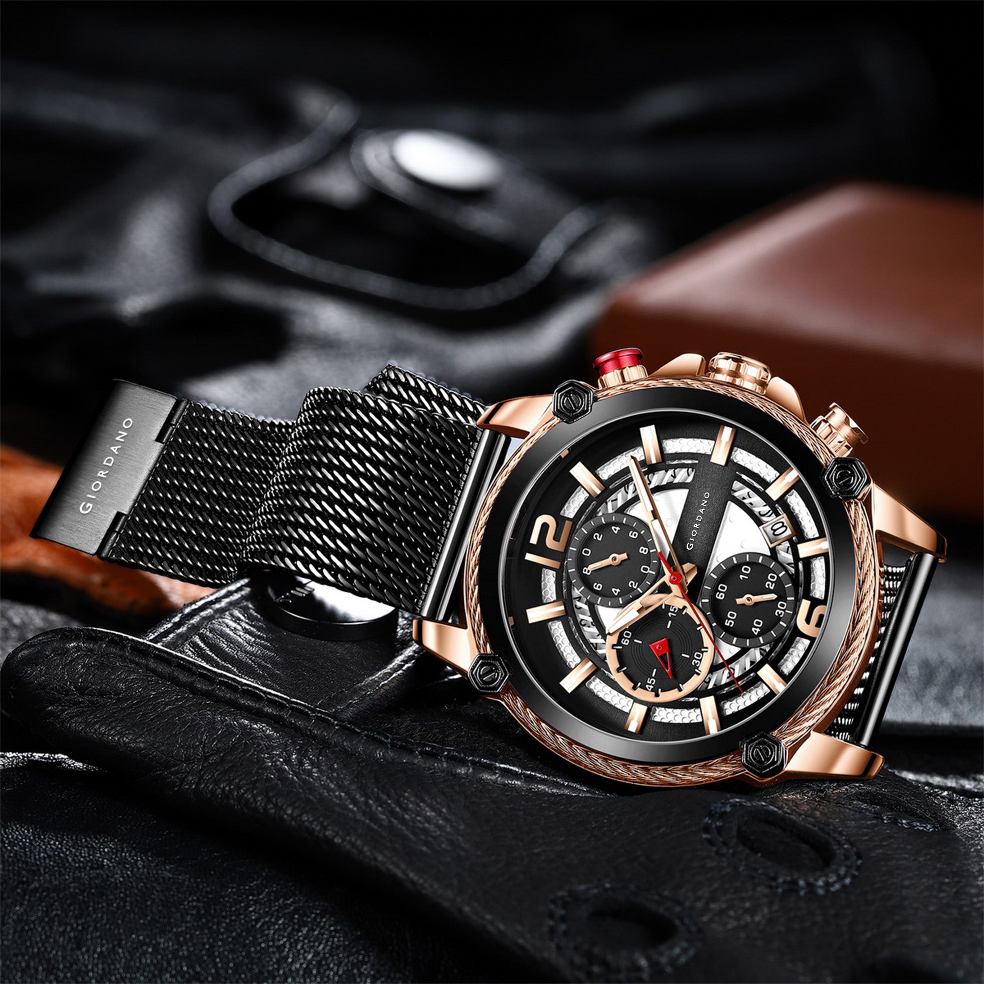 Giordano Analog Watch for Men with Color Variant and Stylish Mesh Strap| Chronograph Multifunctional Mechanism | GZ-50039-22