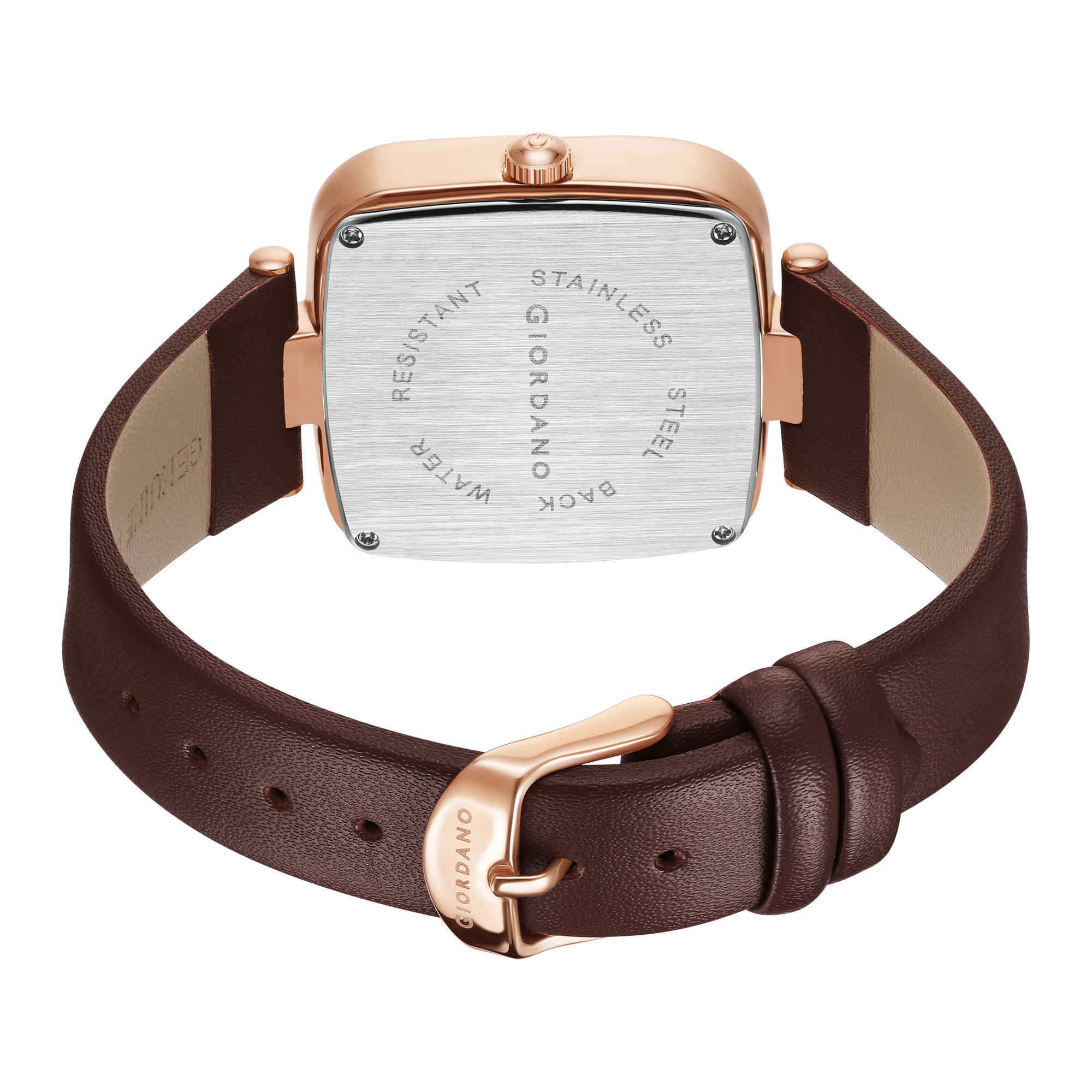 Giordano Square Dial Watch for women with leather strap and Premium Quartz moevment-GZ-60089-02