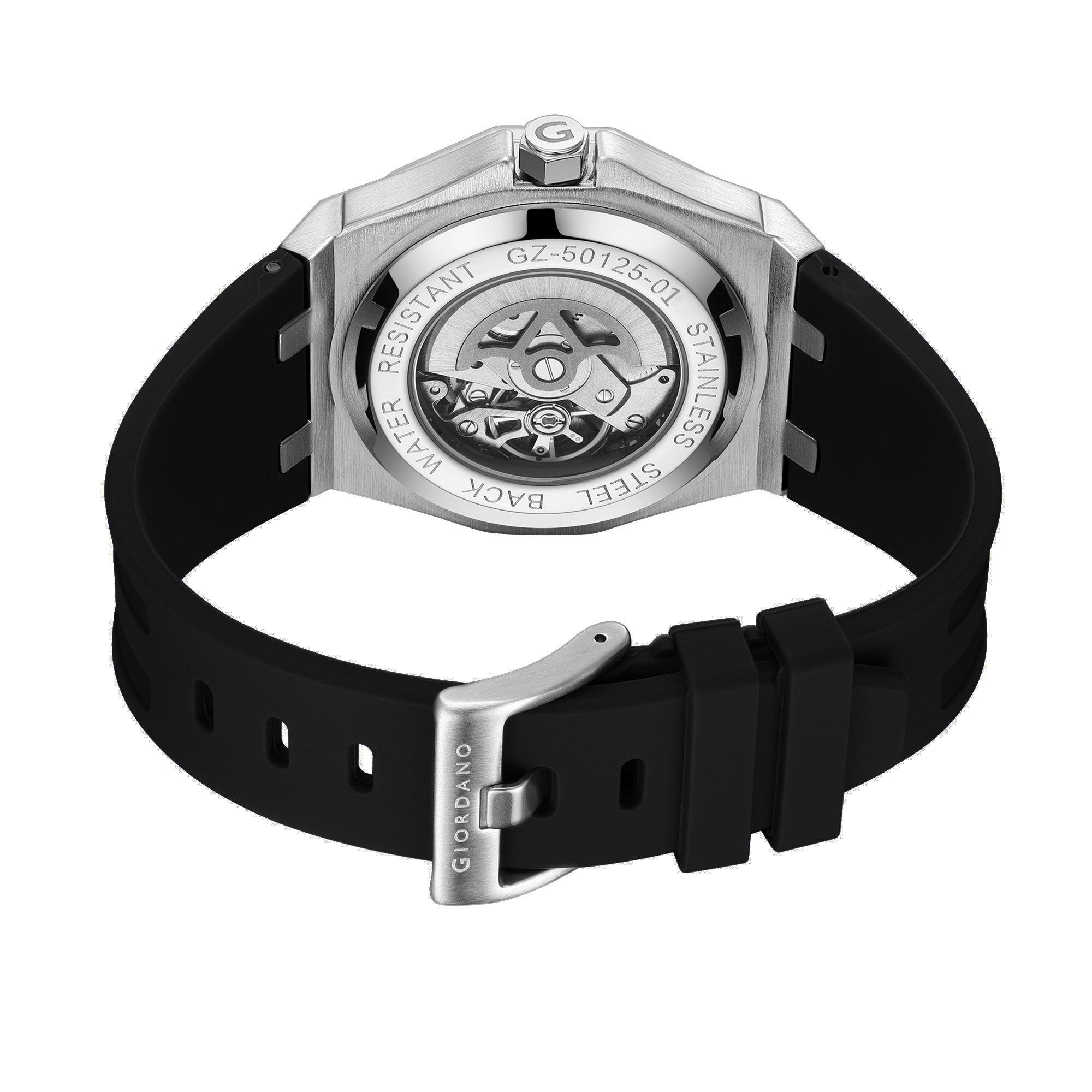 Giordano Red Automatic Unique Watch for Men with Stainless Steel Case, Silicone Strap, Luxury Design & Water Resistant GZ-50125-03