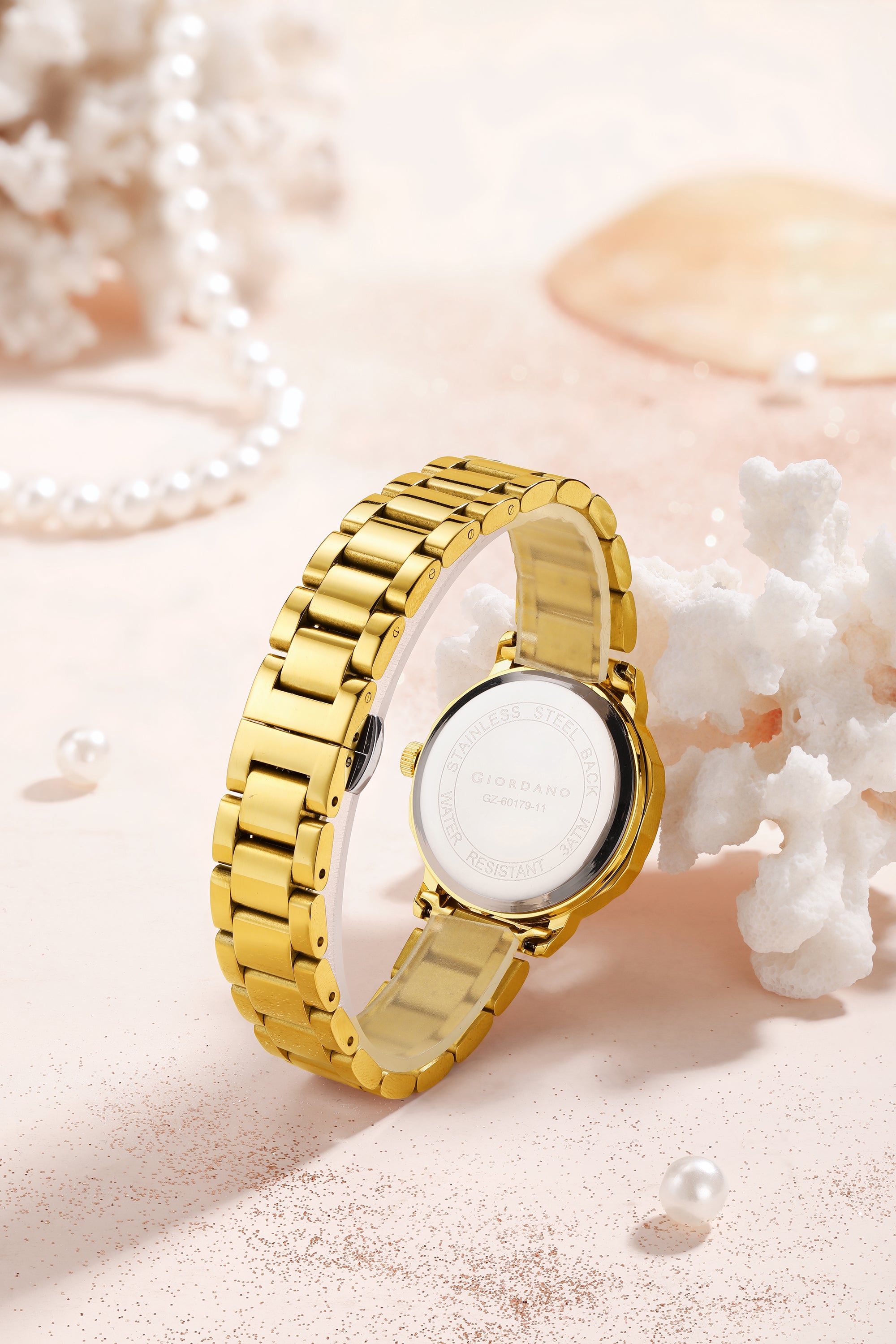 Giordano Analog Quartz Watch for Women with Silver Round Textured Dial, Date Display, Baton Hour Markers and Two-Tone Silver & Rose Gold Stainless Steel Strap - GZ-60179-33