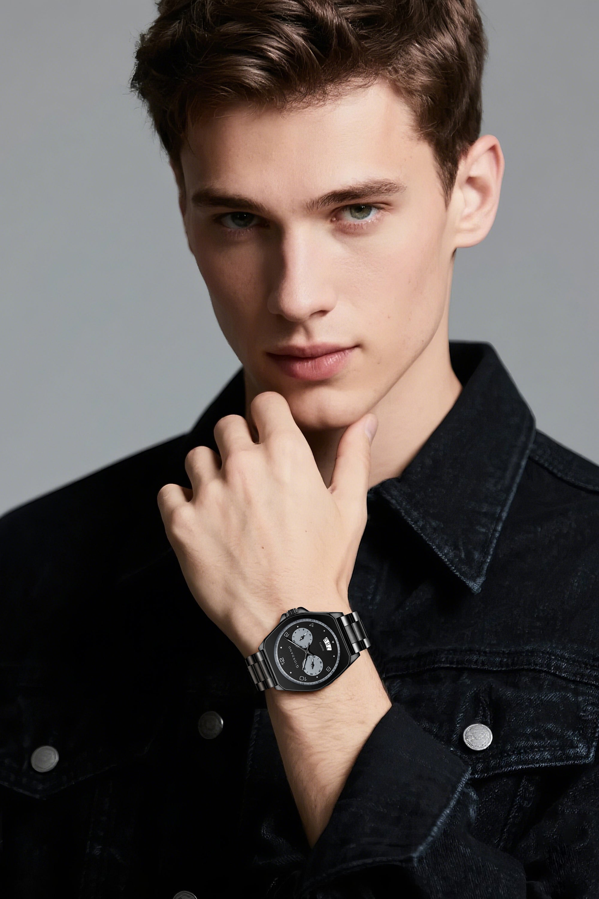 Giordano Elegant Analog Quartz Watch for Men with Multi-Function Hexagonal Dial, Date Display and Stainless Steel Strap - GZ-50213-11