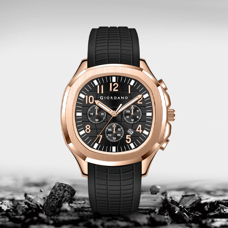 Giordano Precision and Comfort Multi Function Watch for Men with Textured Dial & Trendy Silicone Band | GZ-50143-02