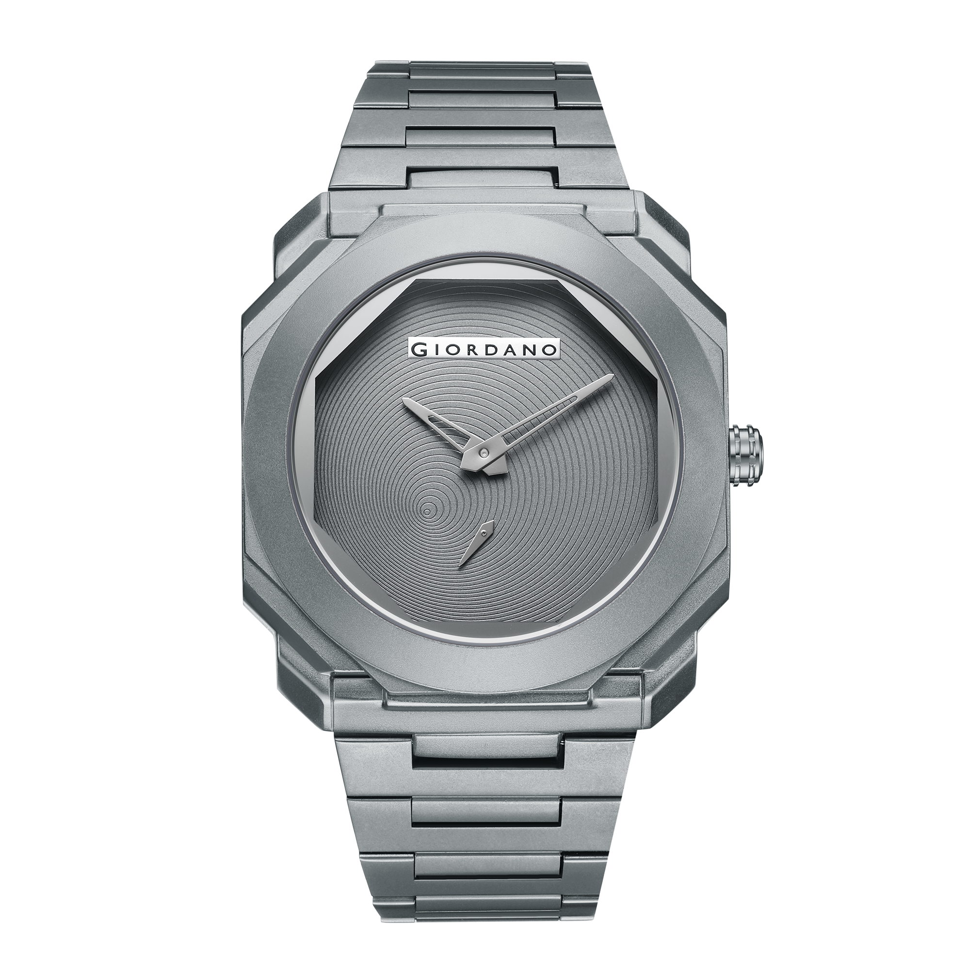 Giordano Octagonal Stainless Steel Watch for Men – Textured Dial with Subdial, Matte Finish Strap | GZ-50131-22