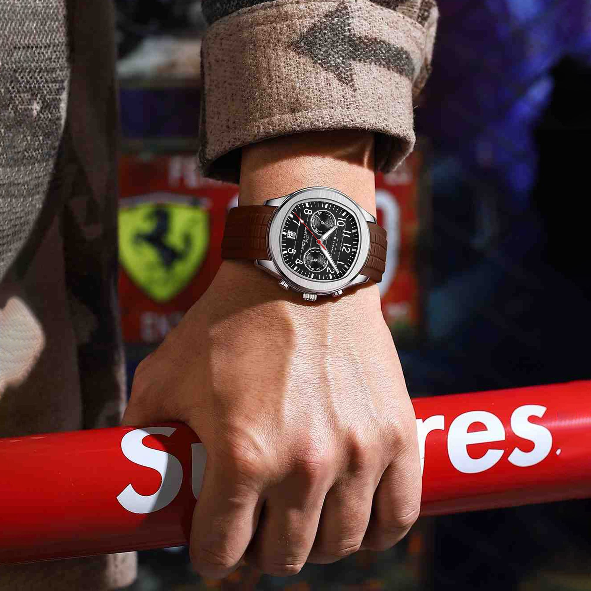 Giordano Two Eyed Multifunction Watch for Men – 50 ATM Water Resistance, Date Display,Textured Dial and Silicon Strap GZ-50158-01