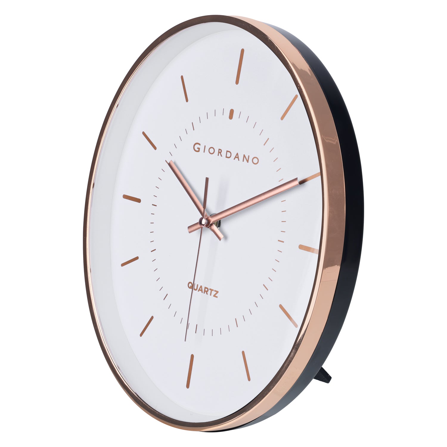 Giordano Wall Clock, Silent Sweep Non-Ticking Quartz Movement, White Dial, Rose Gold Oval Plastic Frame, Metal Hand - GDCLTY1001RGWHT