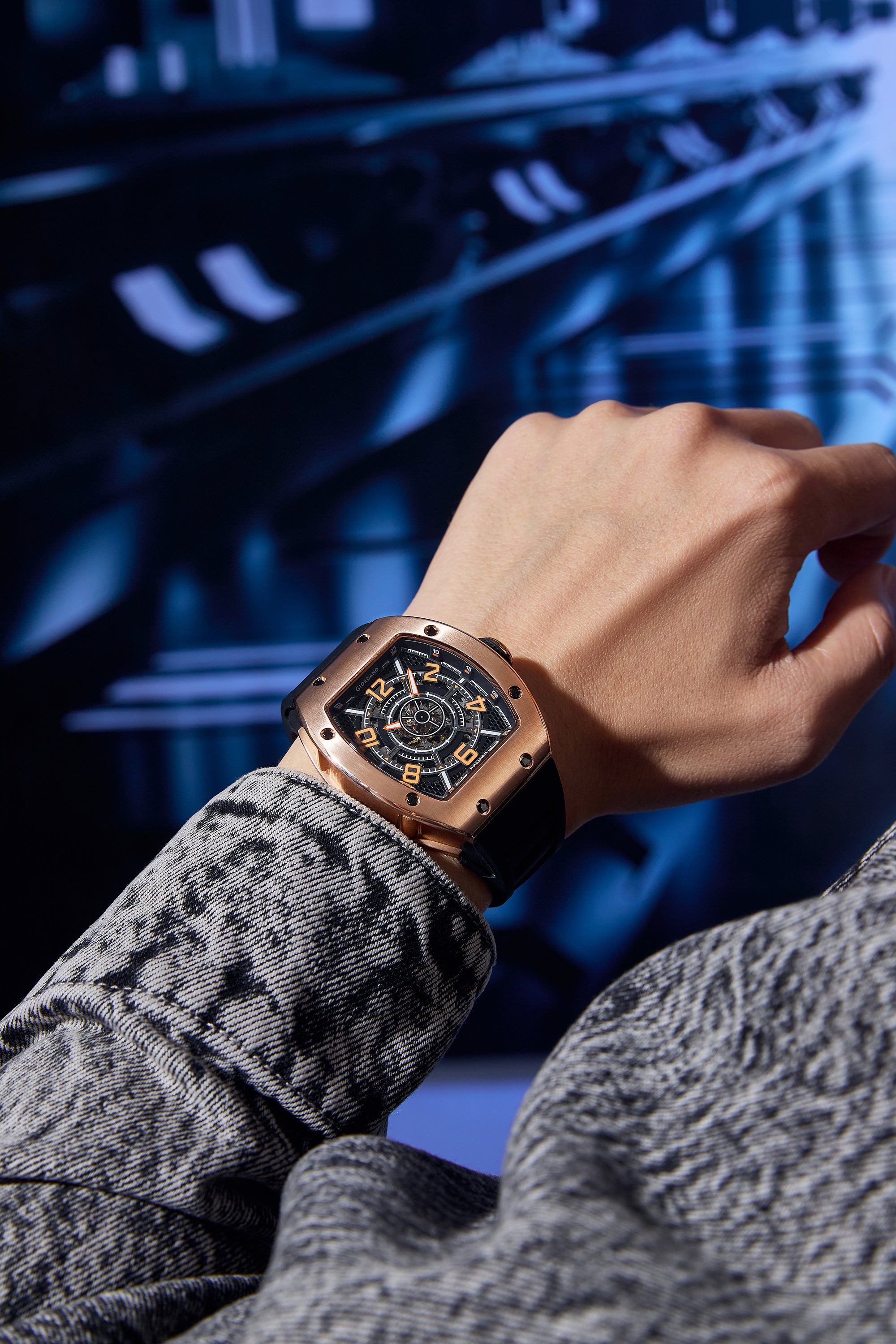 Giordano Premier Vector Collection Automatic Analog Skeleton Watch for Men - GZ-50229-03