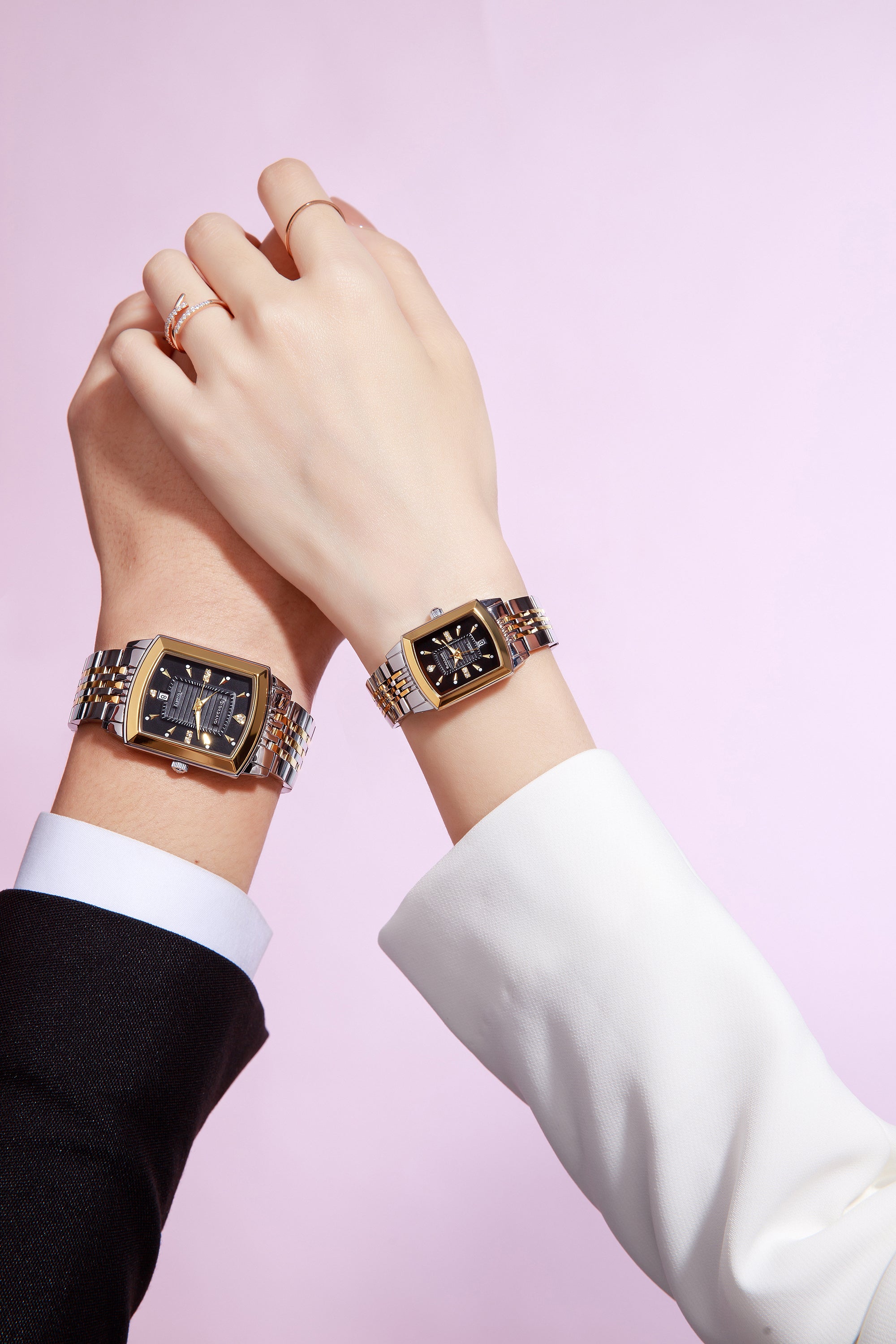 Giordano Analog Pair Watch For Unisex With Round Dial, Crystal Indices , Date Display And Stainless Steel Strap GZ-991-SET-33