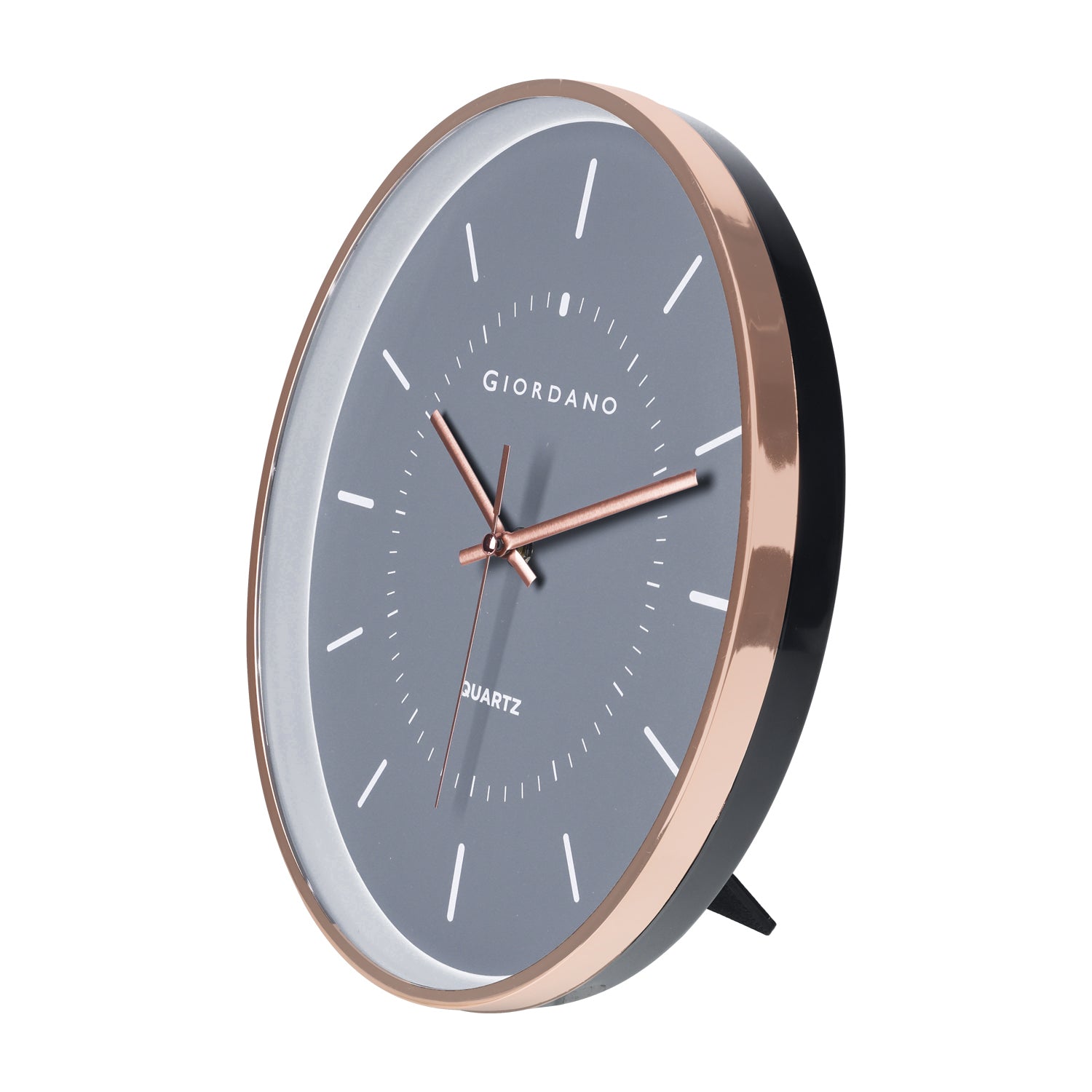 Giordano Wall Clock, Silent Sweep Non-Ticking Quartz Movement, Grey Dial, Rose Gold Oval Plastic Frame, Metal Hand - GDCLTY1001RGGRY