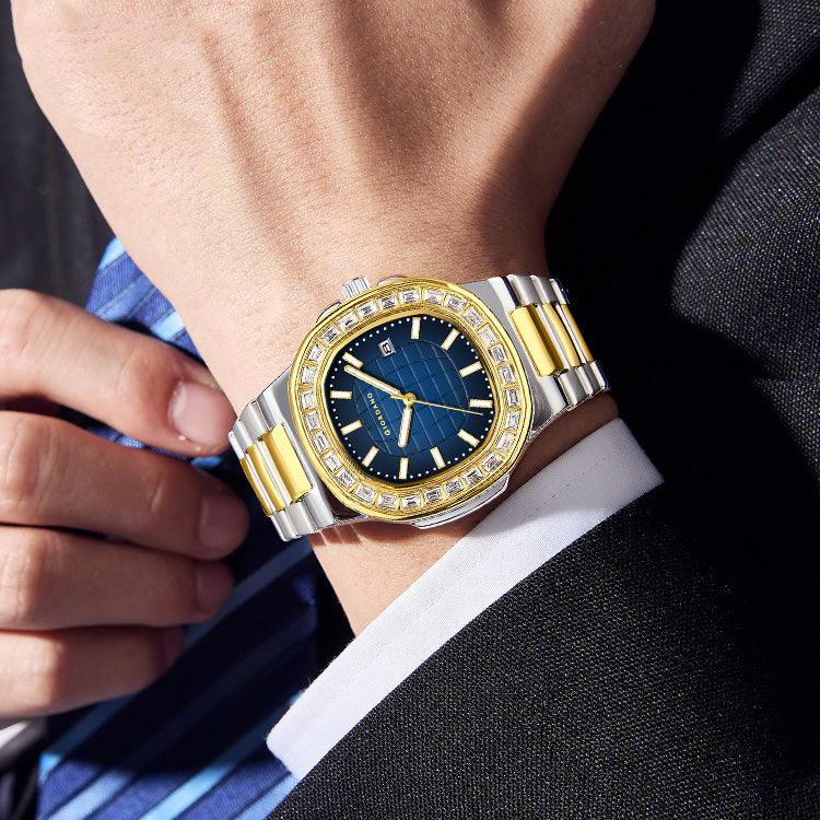 Giordano Luxury Watch for men with Textured Dial, Crystal Bezel, Date Display and stainless Steel strap GZ-50137-33