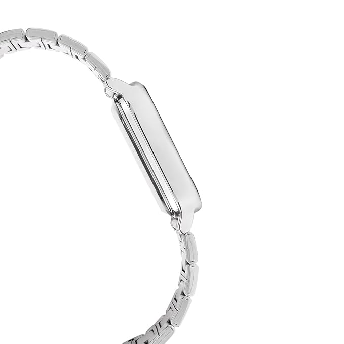 পুরুষদের জন্য জিওর্দানো সিলভার ক্লাসিক স্কয়ার অ্যানালগ ঘড়ি সাথে মুন ফেজ ডিসপ্লে এবং স্টেইনলেস স্টিল স্ট্র্যাপ GZ-50117-11