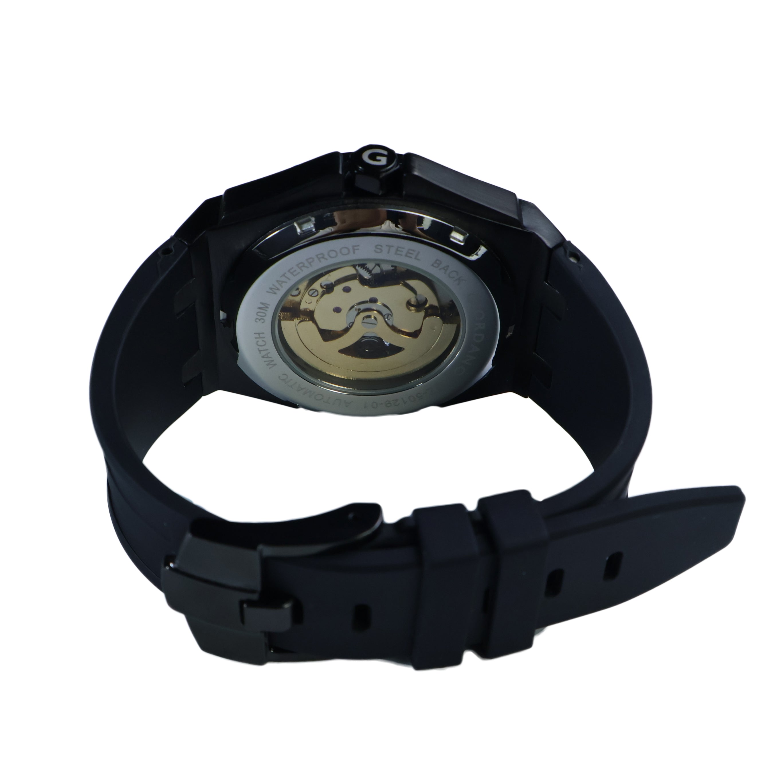 Giordano Automatic Watch for Men – Mechanical Skeleton Dial,Transparent Gear Display, Silicon Strap | GZ-50129-01
