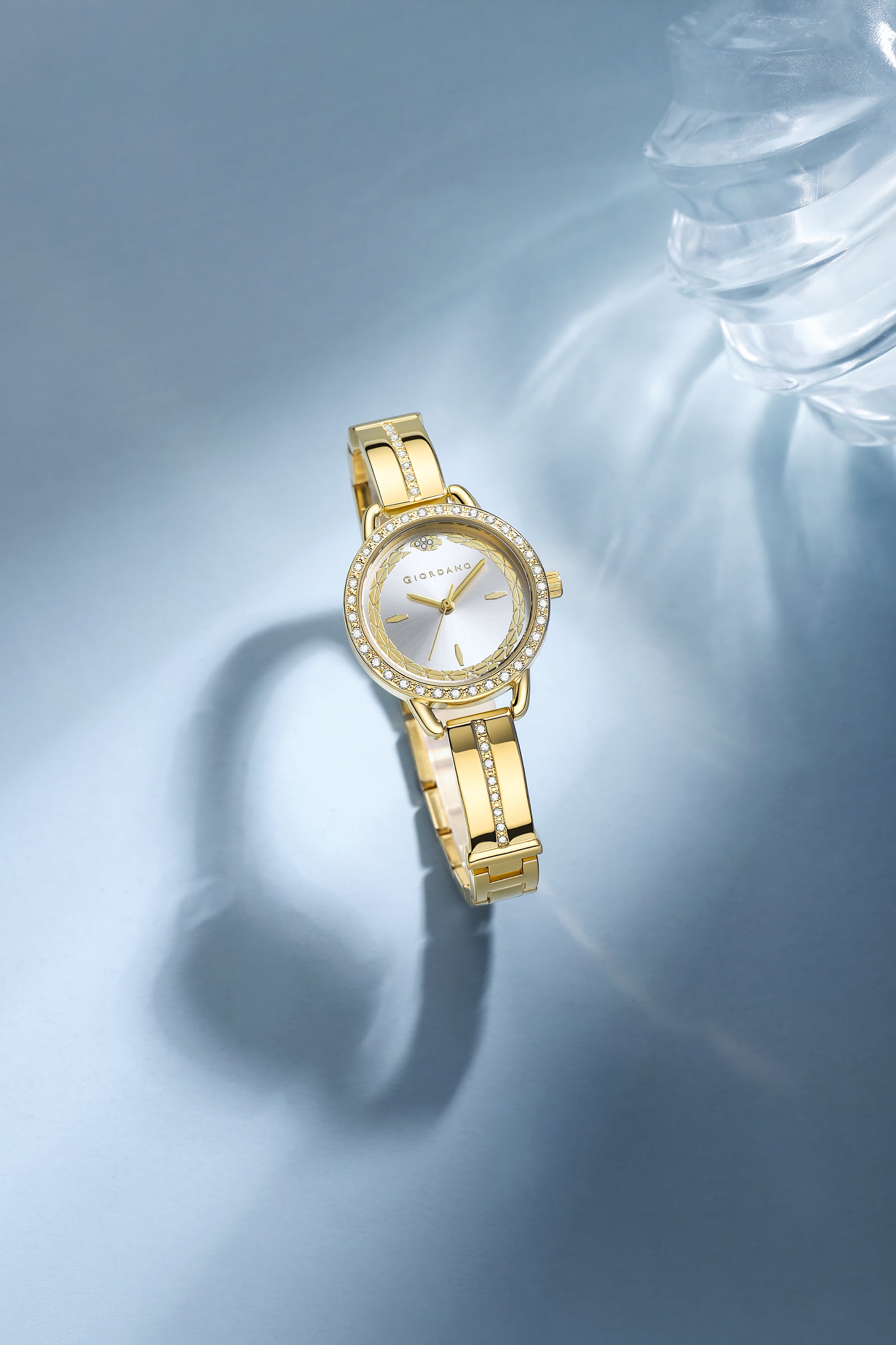 Giordano Luxury Fashion Analog Watch for Women with Elegant Dial, Crystal-Studded Bezel, Stainless Steel Strap & Water Resistant GZ-60133-11