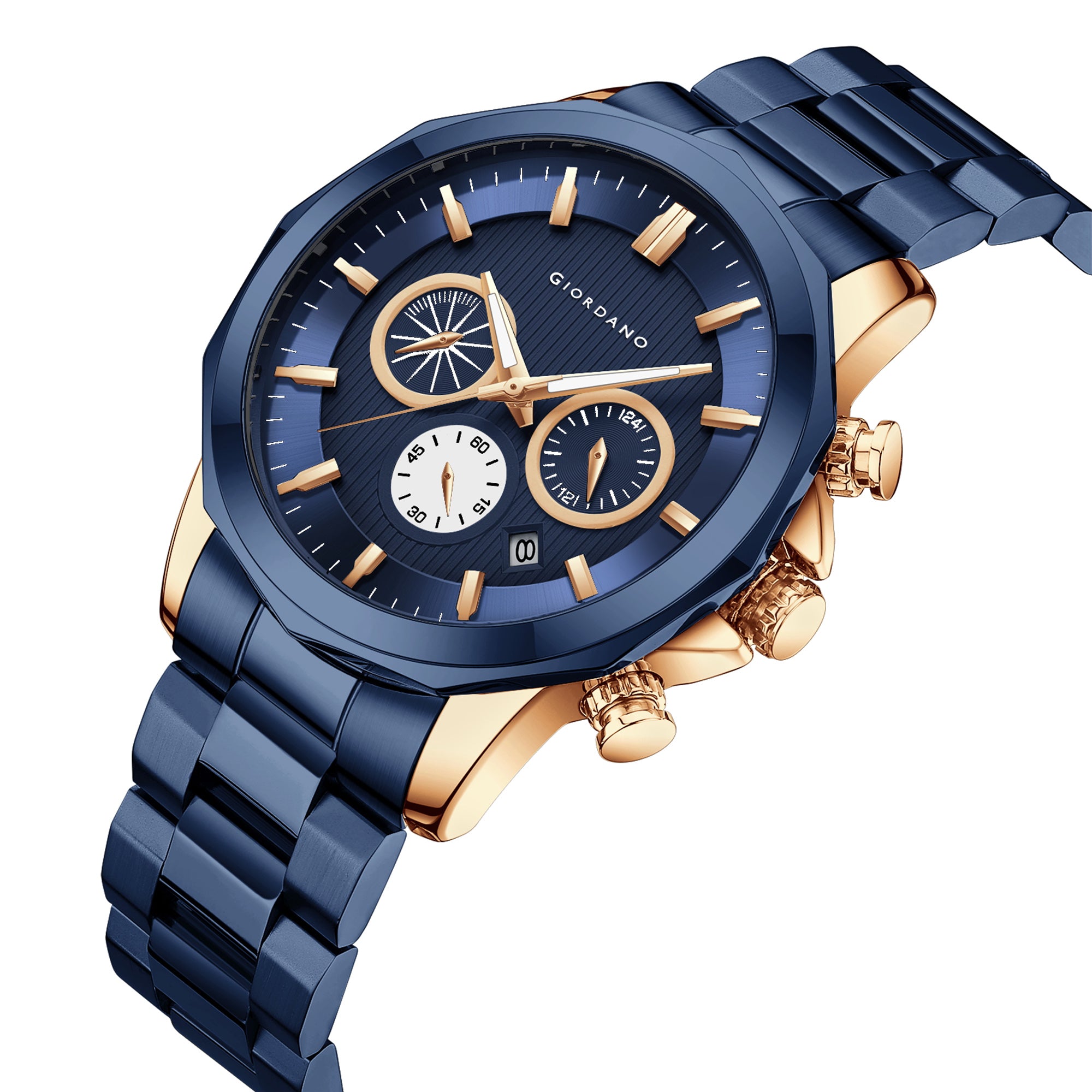 Giordano Analog Wrist Watch for Men Stylish Metal Strap with Water Resistant Multifunction Mechanism Watch GZ-50036-44