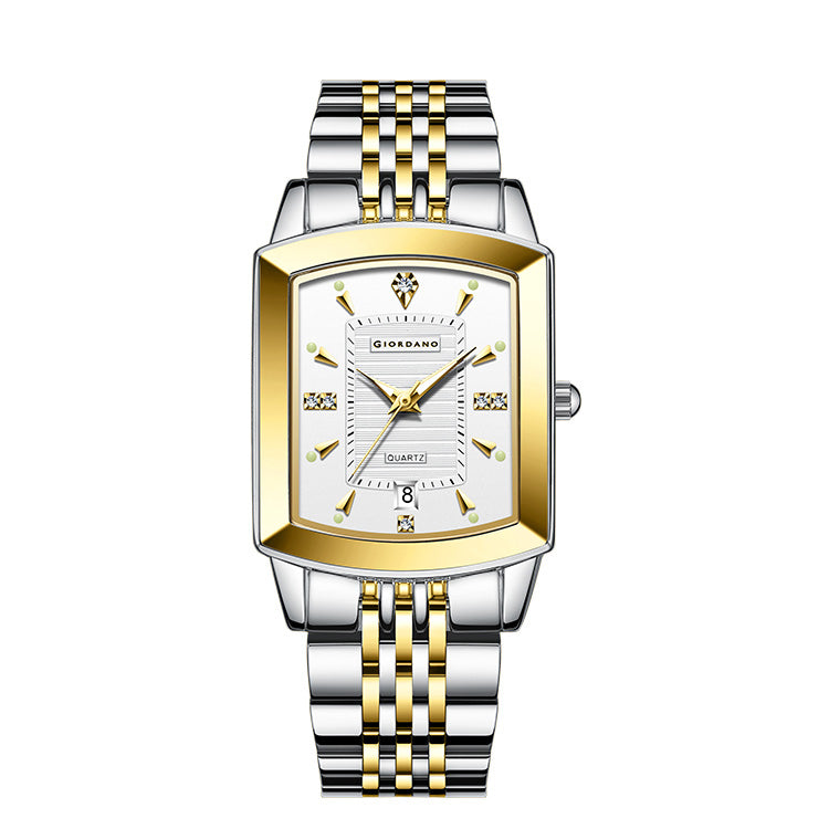 Giordano Analog Pair Watch For Unisex With Round Dial, Crystal Indices , Date Display And Stainless Steel Strap GZ-991-SET-22