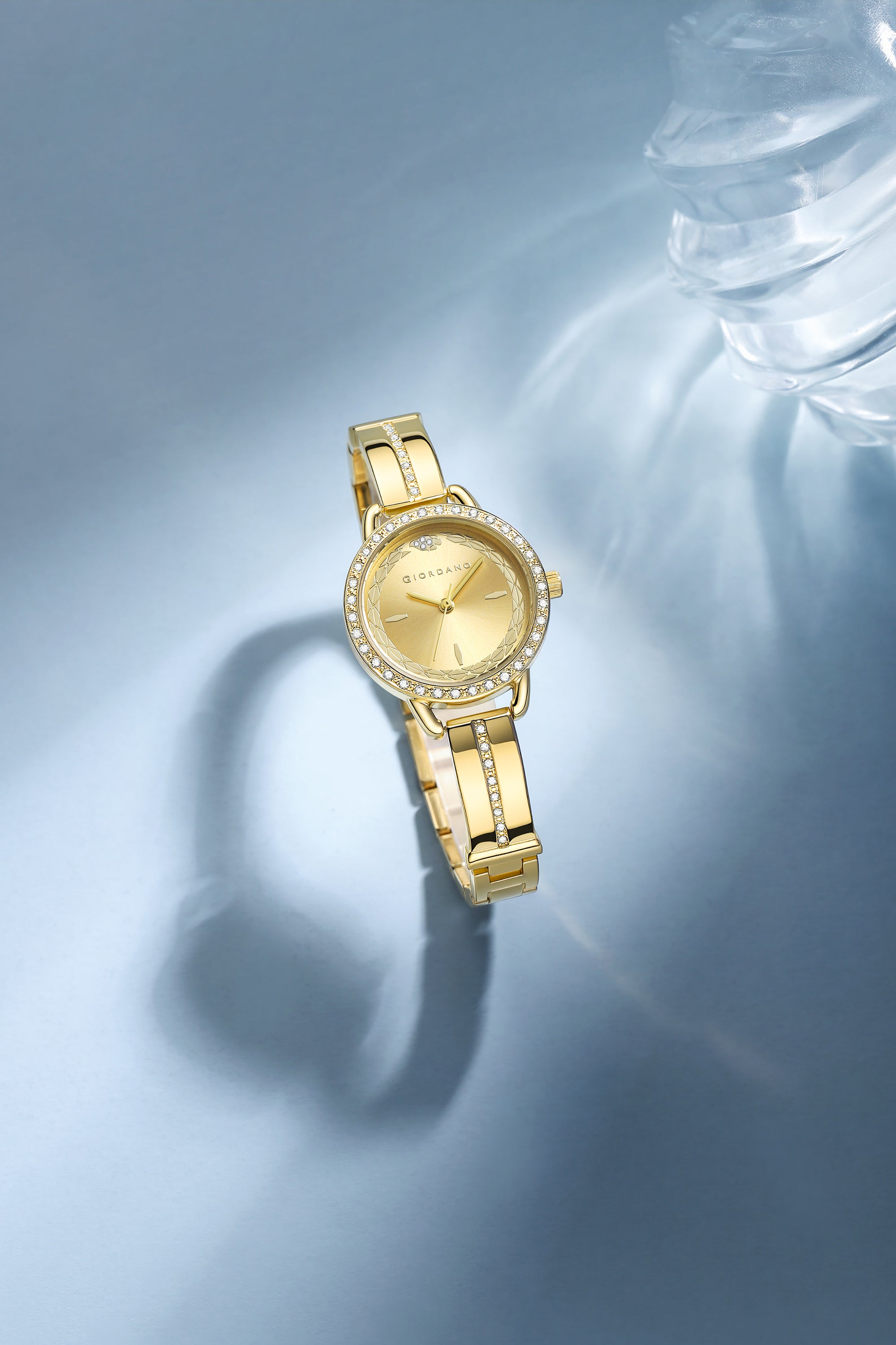 Giordano Luxury Fashion Analog Watch for Women with Elegant Dial, Crystal-Studded Bezel, Stainless Steel Strap & Water Resistant GZ-60133-22
