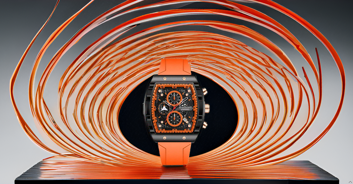 पुरुषों के लिए जियोर्डानो ऑरेंज स्क्वायर डायल मल्टीफ़ंक्शनल वॉच आकर्षक डिज़ाइन, वॉटरप्रूफ, डेट डिस्प्ले और सिलिकॉन स्ट्रैप GZ-50123-02 के साथ