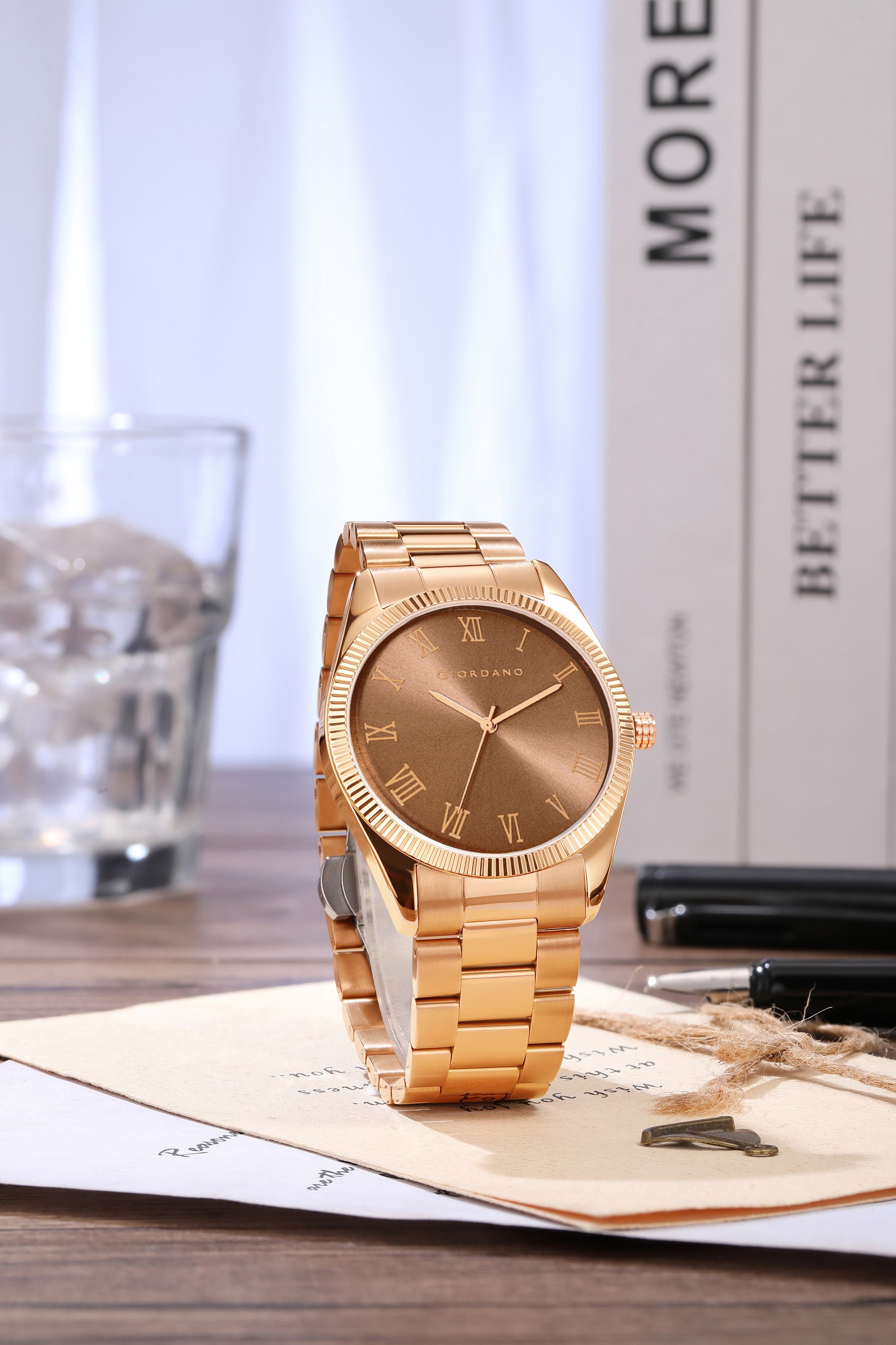 Giordano Analog Wrist Watch for Men Stylish Metal Strap with Water Resistant 3 Hand Mechanism for Men and Boys to Compliment Your Look/Ideal Gift for Male - GZ-50112-44