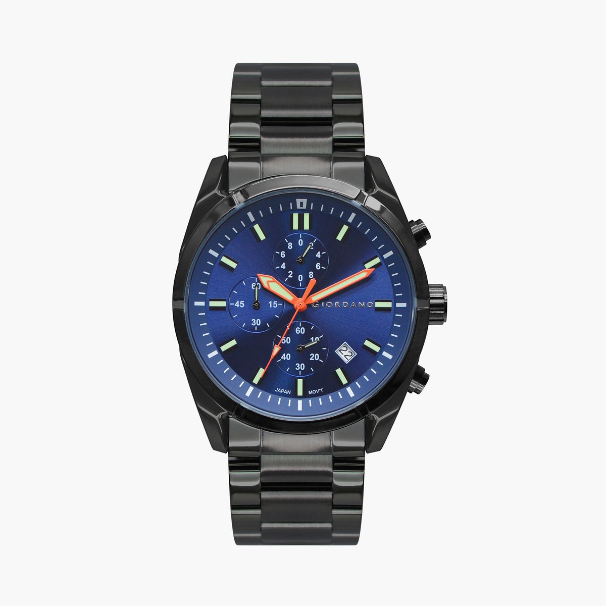 Giordano Multi Function Watch for Men with Round dial, Luminous Hands and Stainless Steel Strap | GZ-50096-22
