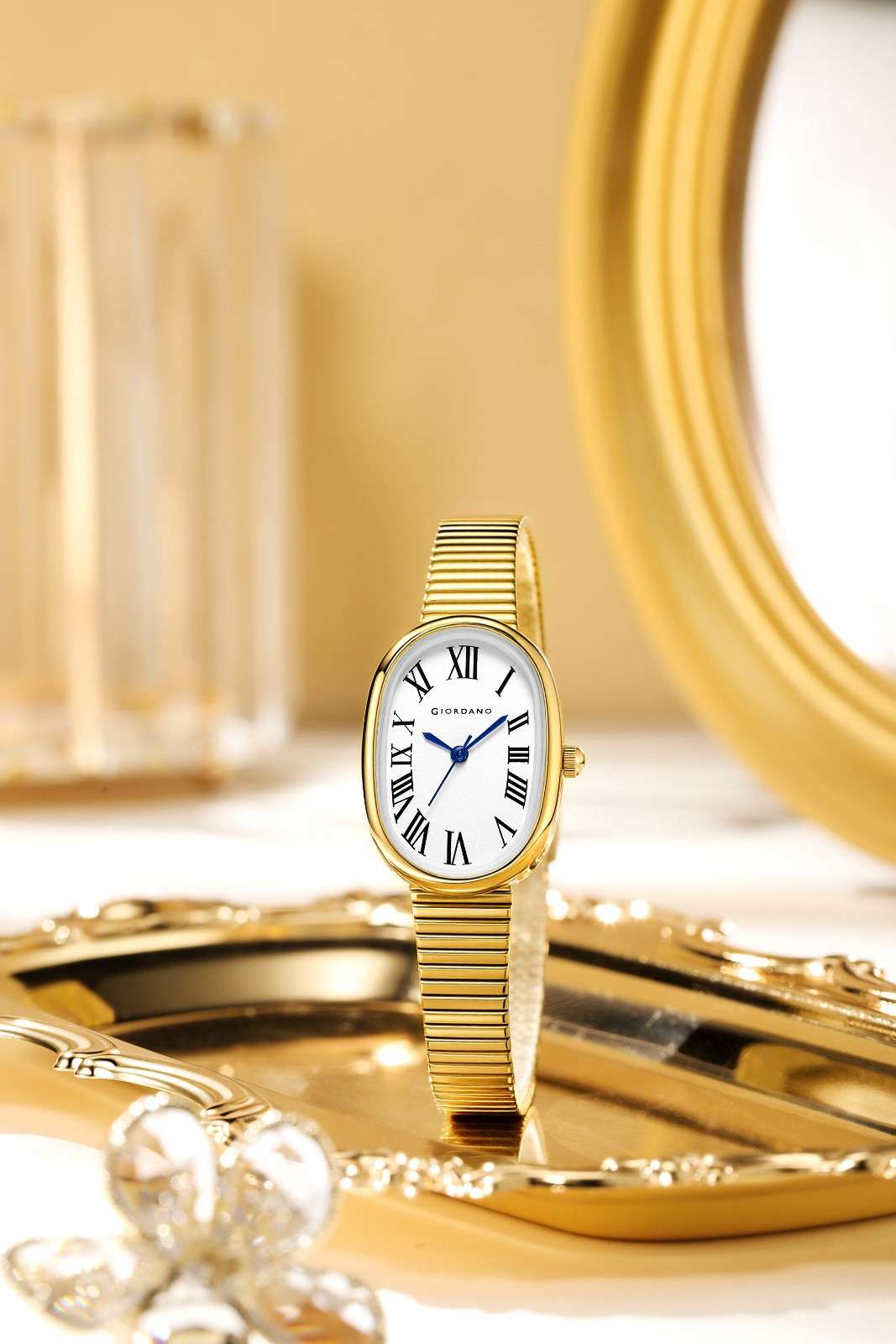 GIORDANO Luxury Analog Watch for Women with Oval Roman Numeral Dial, Stainless Steel Strap, Quartz Movement - GZ-60125-11