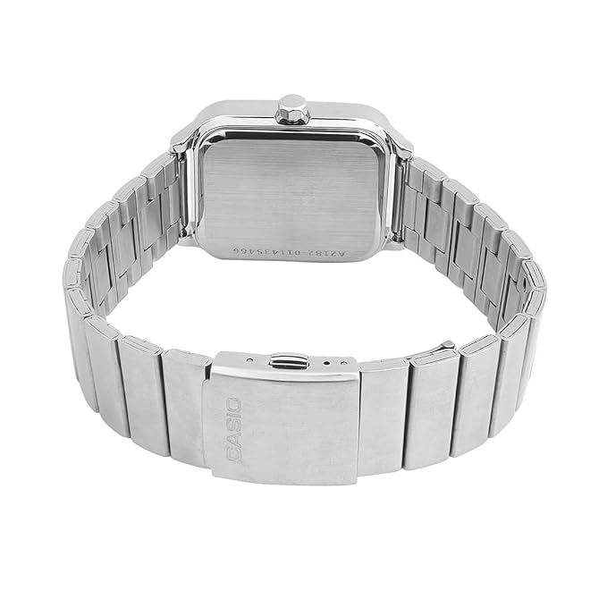 পুরুষদের জন্য জিওর্দানো সিলভার ক্লাসিক স্কয়ার অ্যানালগ ঘড়ি সাথে মুন ফেজ ডিসপ্লে এবং স্টেইনলেস স্টিল স্ট্র্যাপ GZ-50117-11